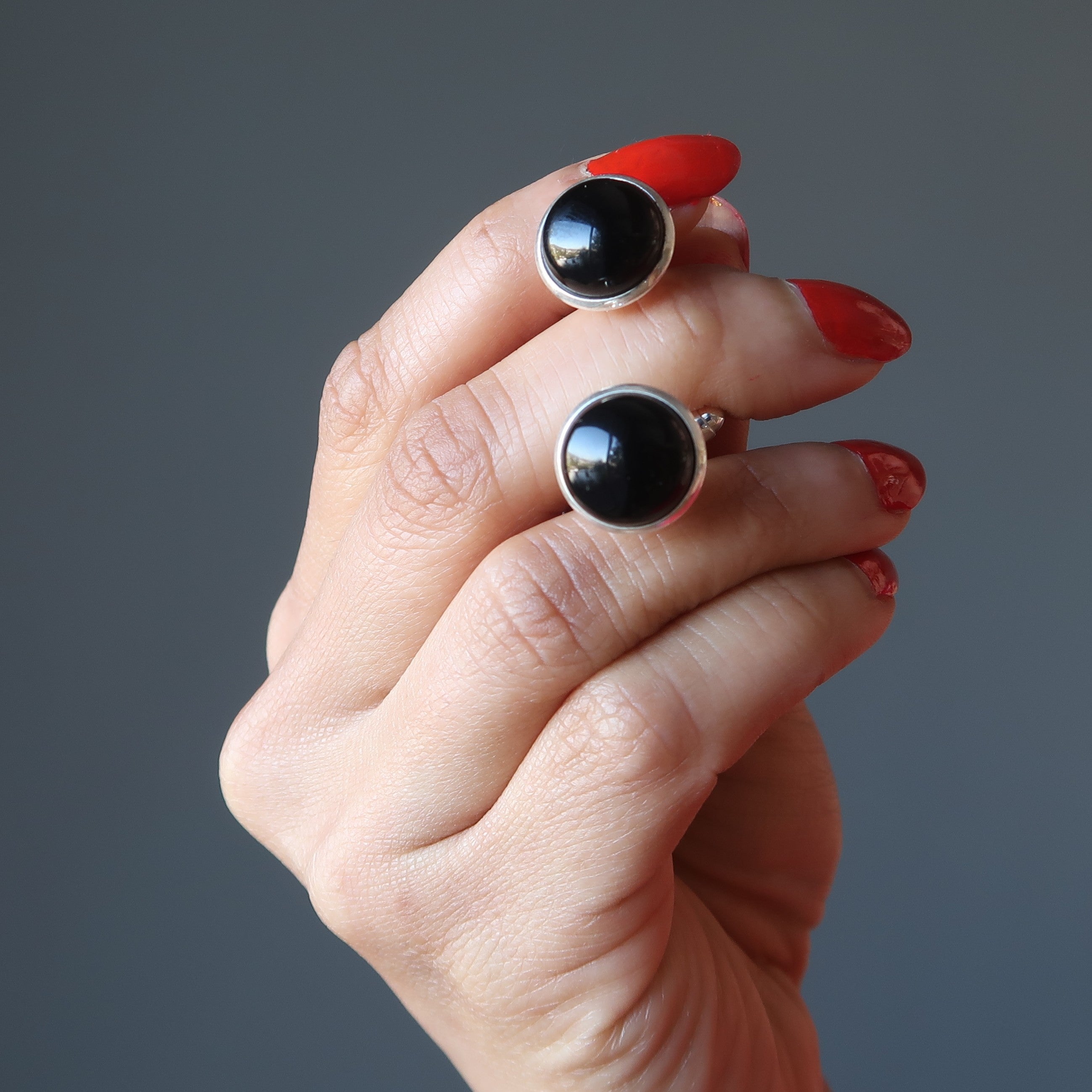 Onyx Cufflinks Black Protection Stone Silver
