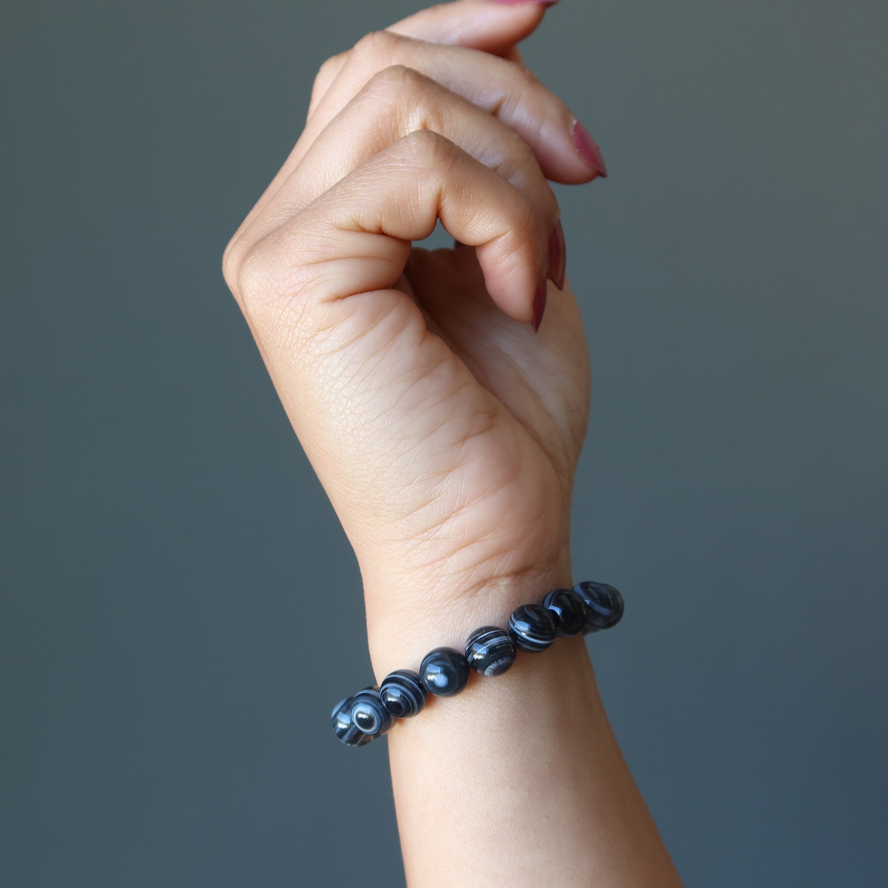 Onyx Bracelet Black White Bullseye Victory Stones