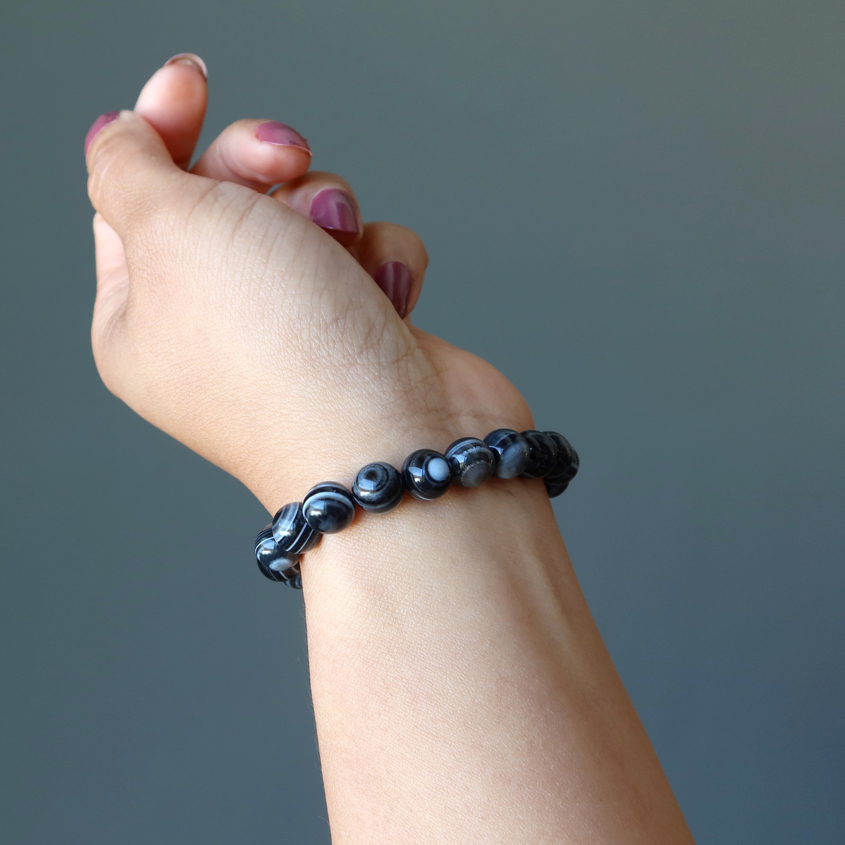 Onyx Bracelet Black White Bullseye Victory Stones