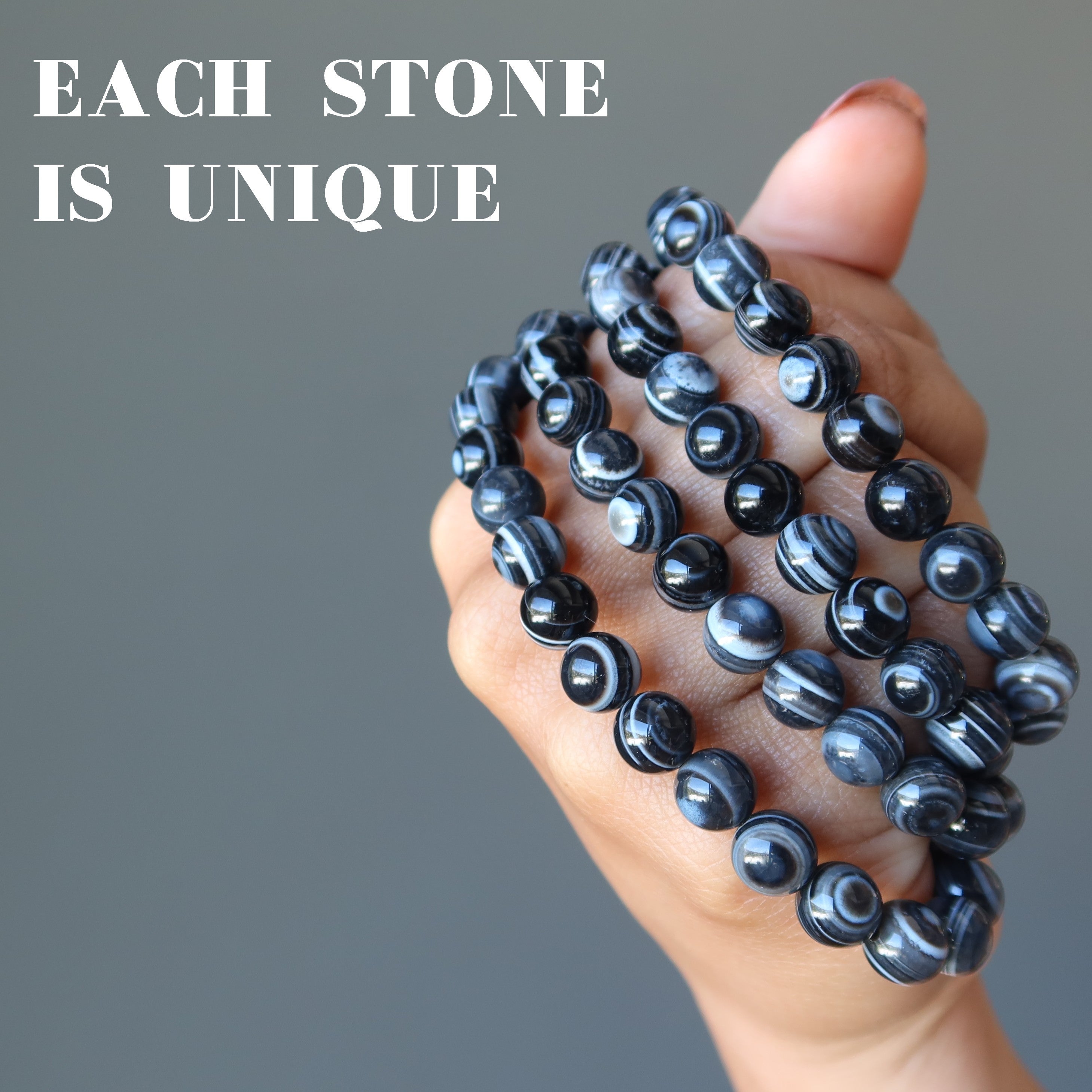 Onyx Bracelet Black White Bullseye Victory Stones