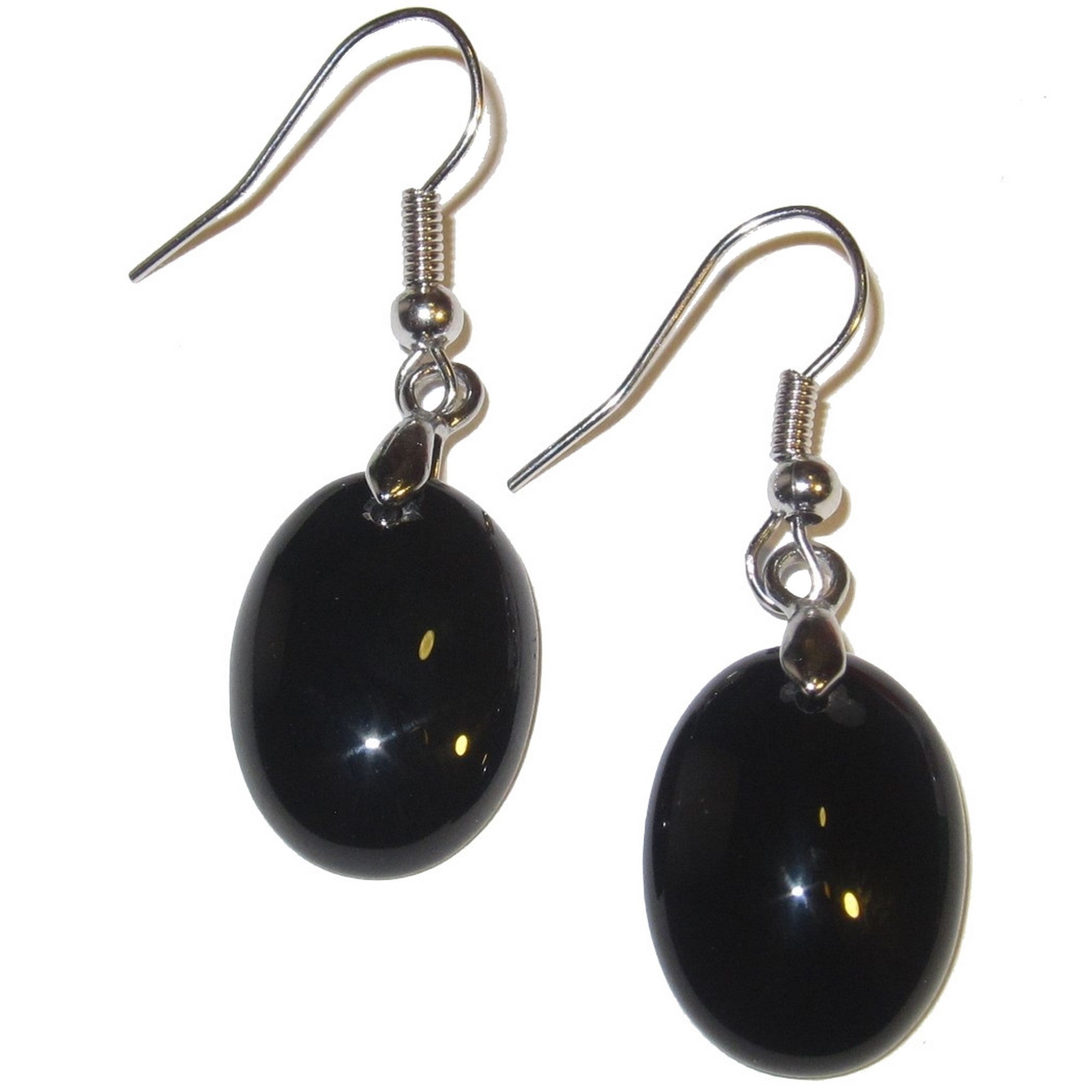 Onyx Earrings Negative Energy Deflector Black Oval Crystal