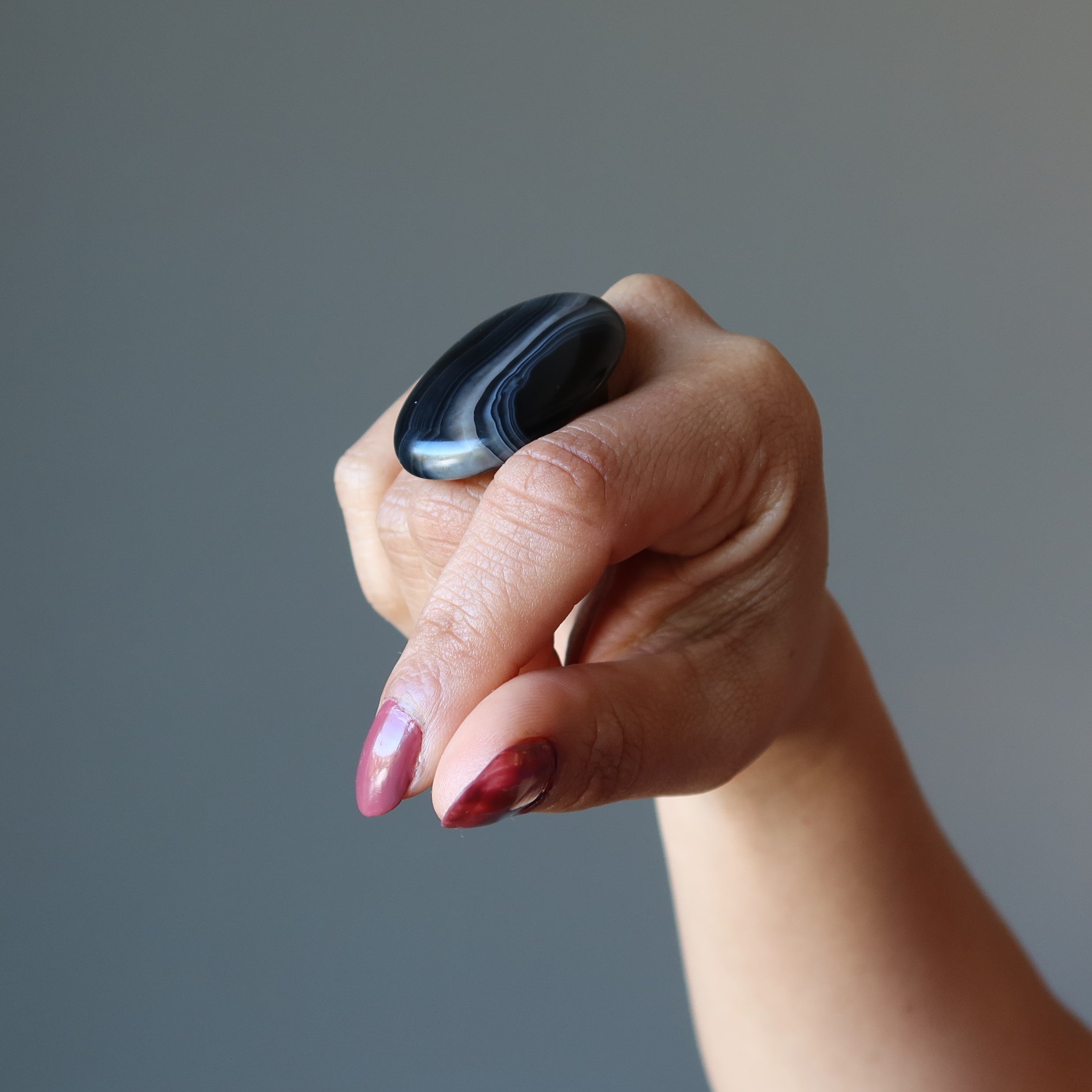 Onyx Ring Strength Black Gem Antique Bronze Adjustable