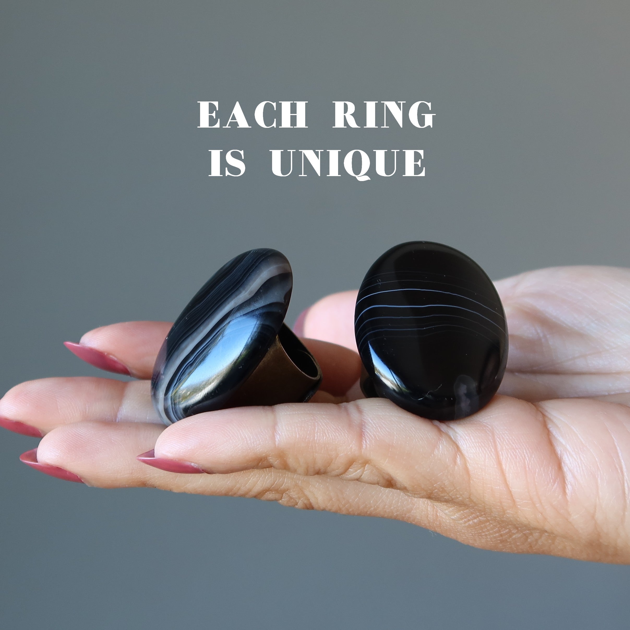 Onyx Ring Strength Black Gem Antique Bronze Adjustable