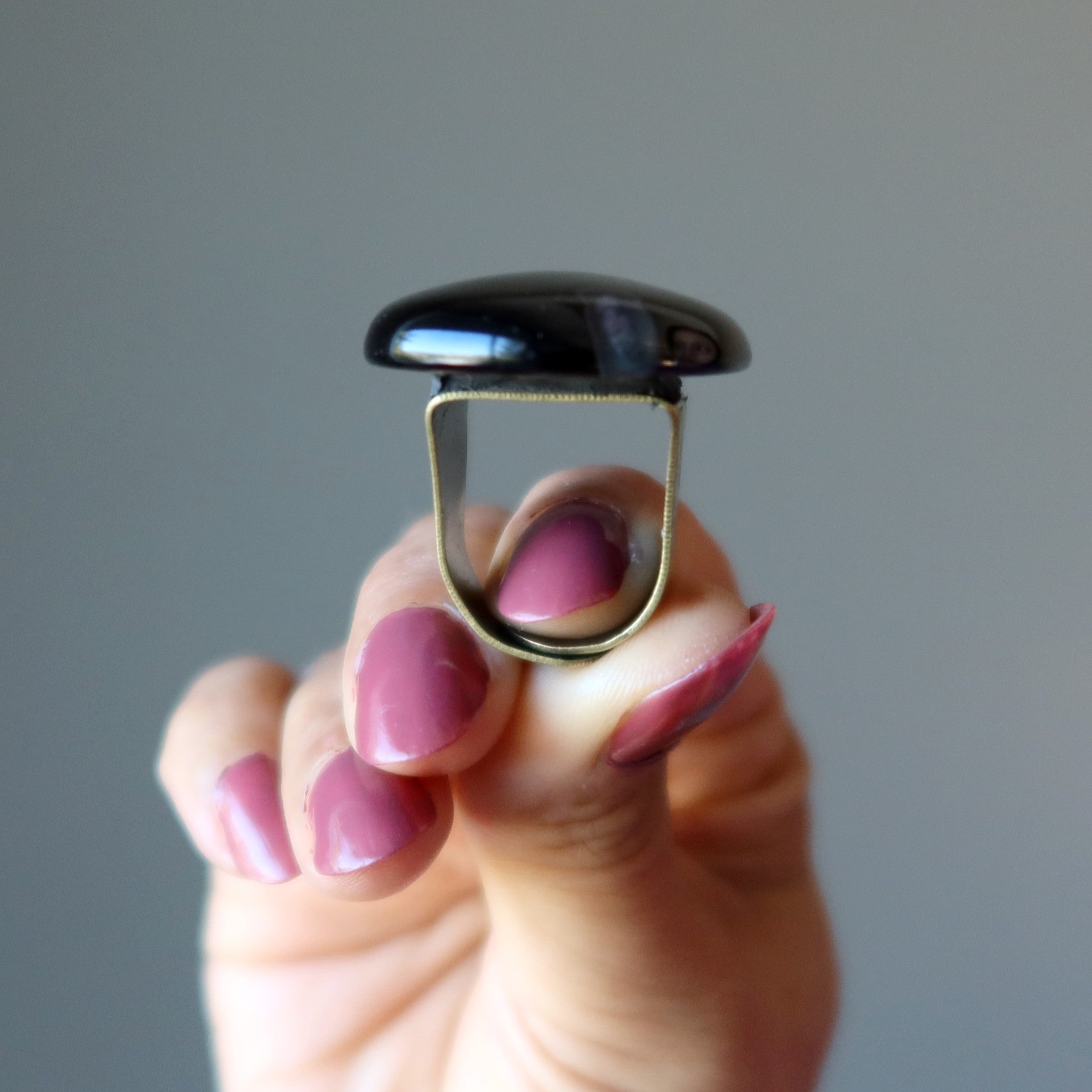 Onyx Ring Strength Black Gem Antique Bronze Adjustable