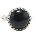 Bague Onyx Noir Protecteur Argent Sterling Ajustable