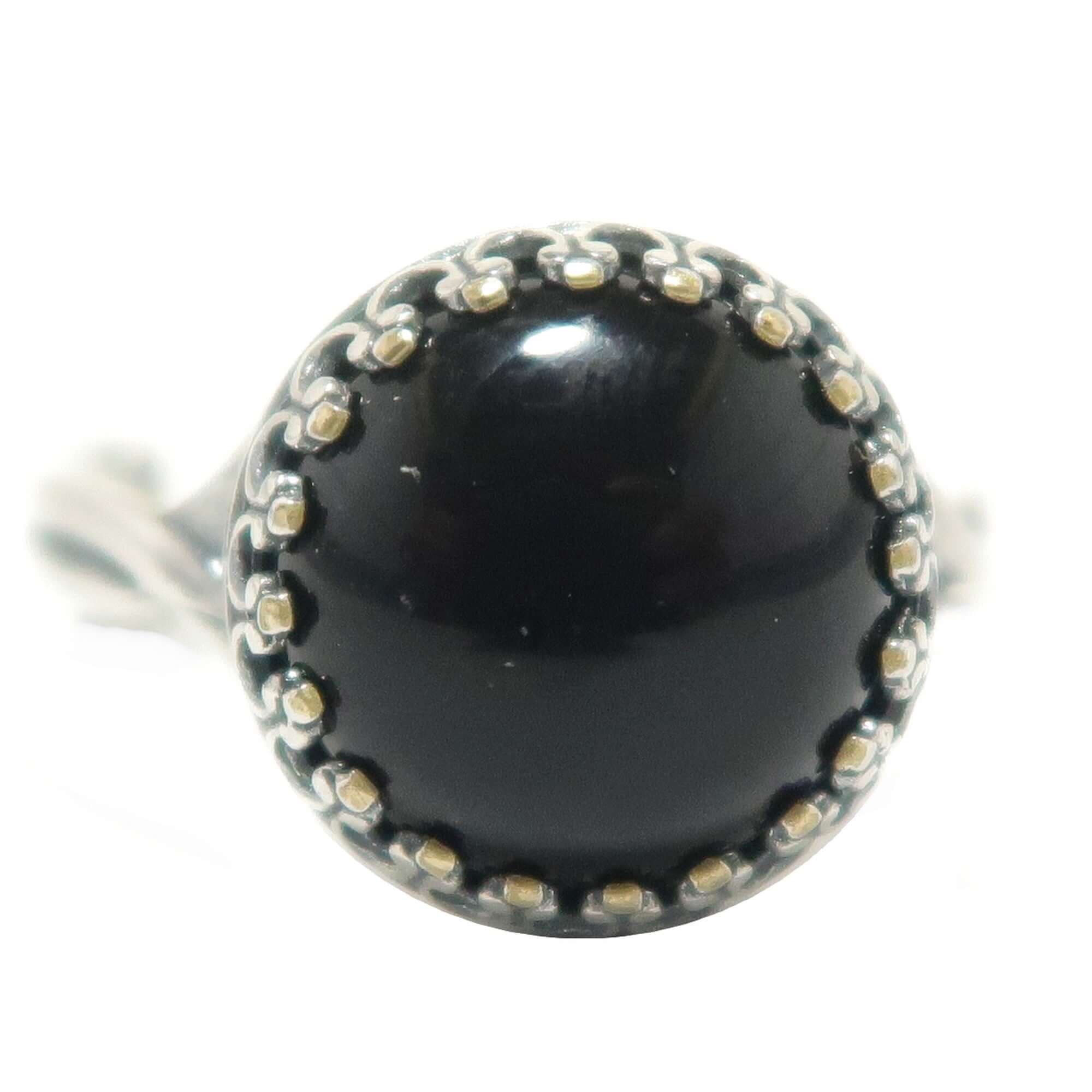 Bague Onyx Noir Protecteur Argent Sterling Ajustable