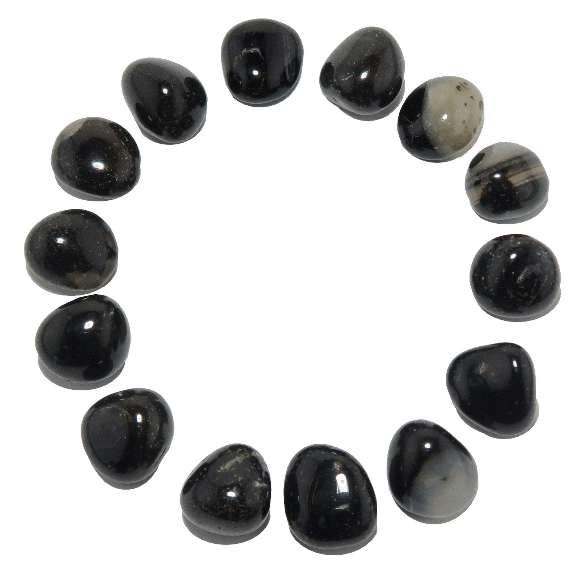 Onyx Tumbled Stones Black White Protection