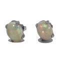 Boucles d'oreilles opale clous arc-en-ciel blancs argent sterling