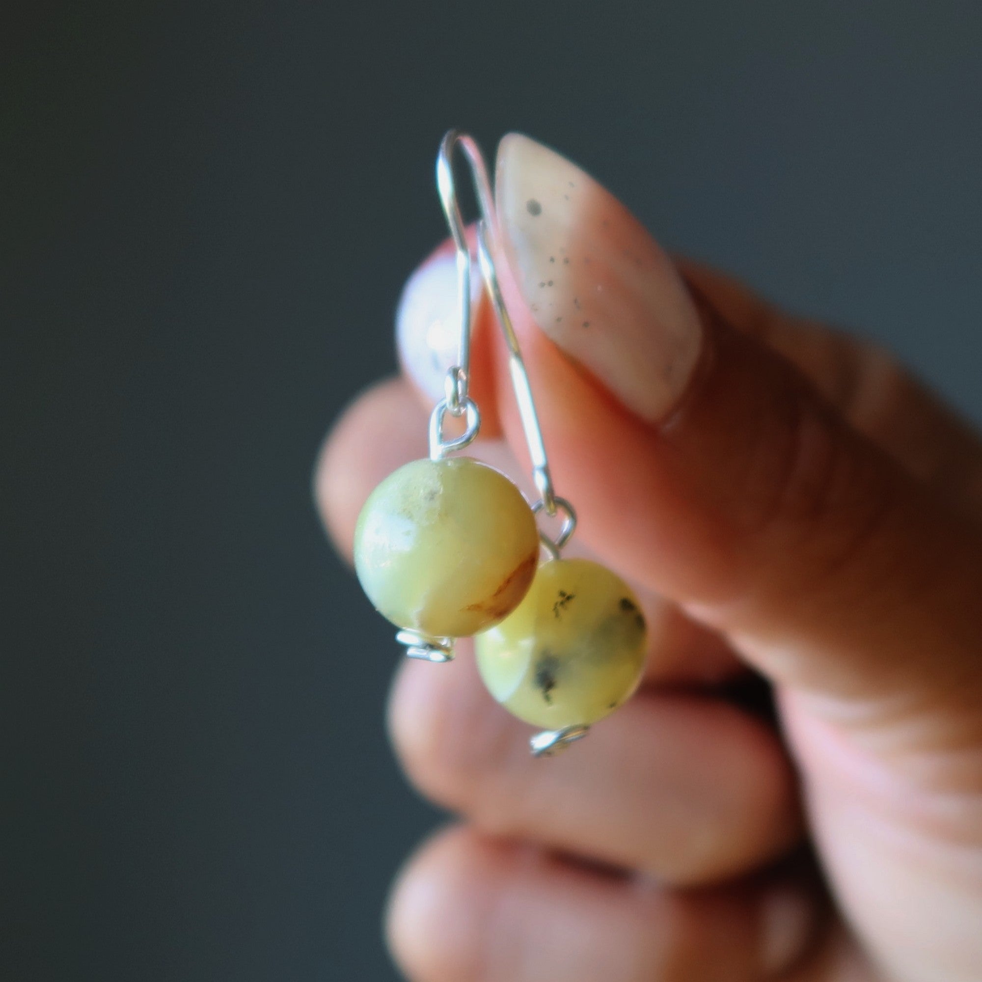 Opal Earrings Bright Yellow Sterling Silver Dangle