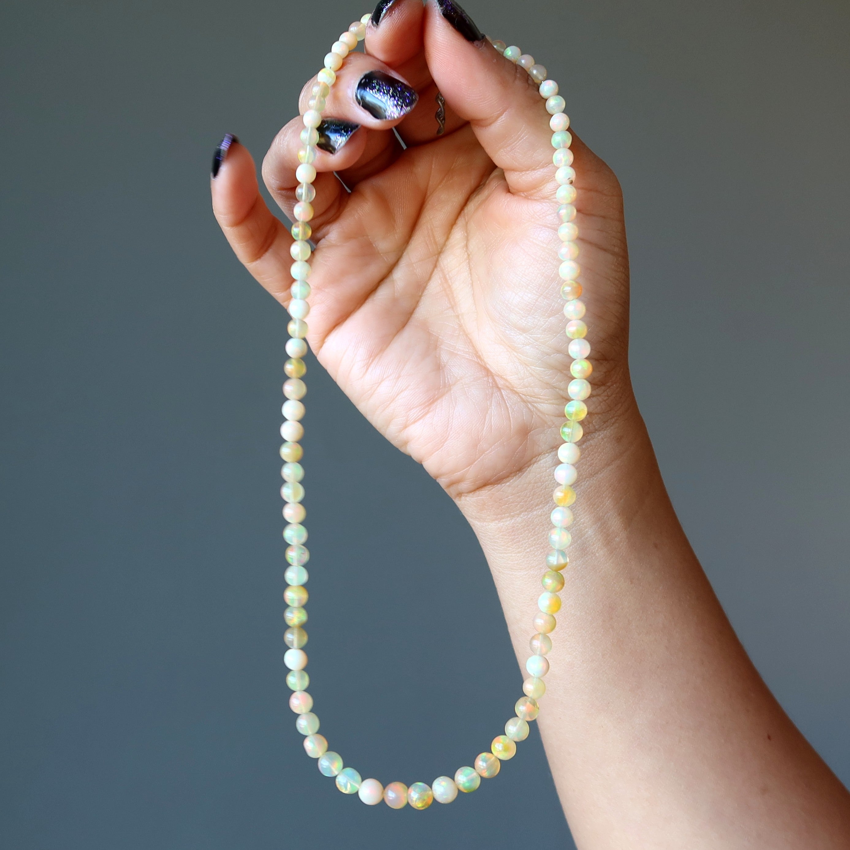 Opal Halskette Mawu Sonne Gelb Äthiopische Feuer Edelsteine