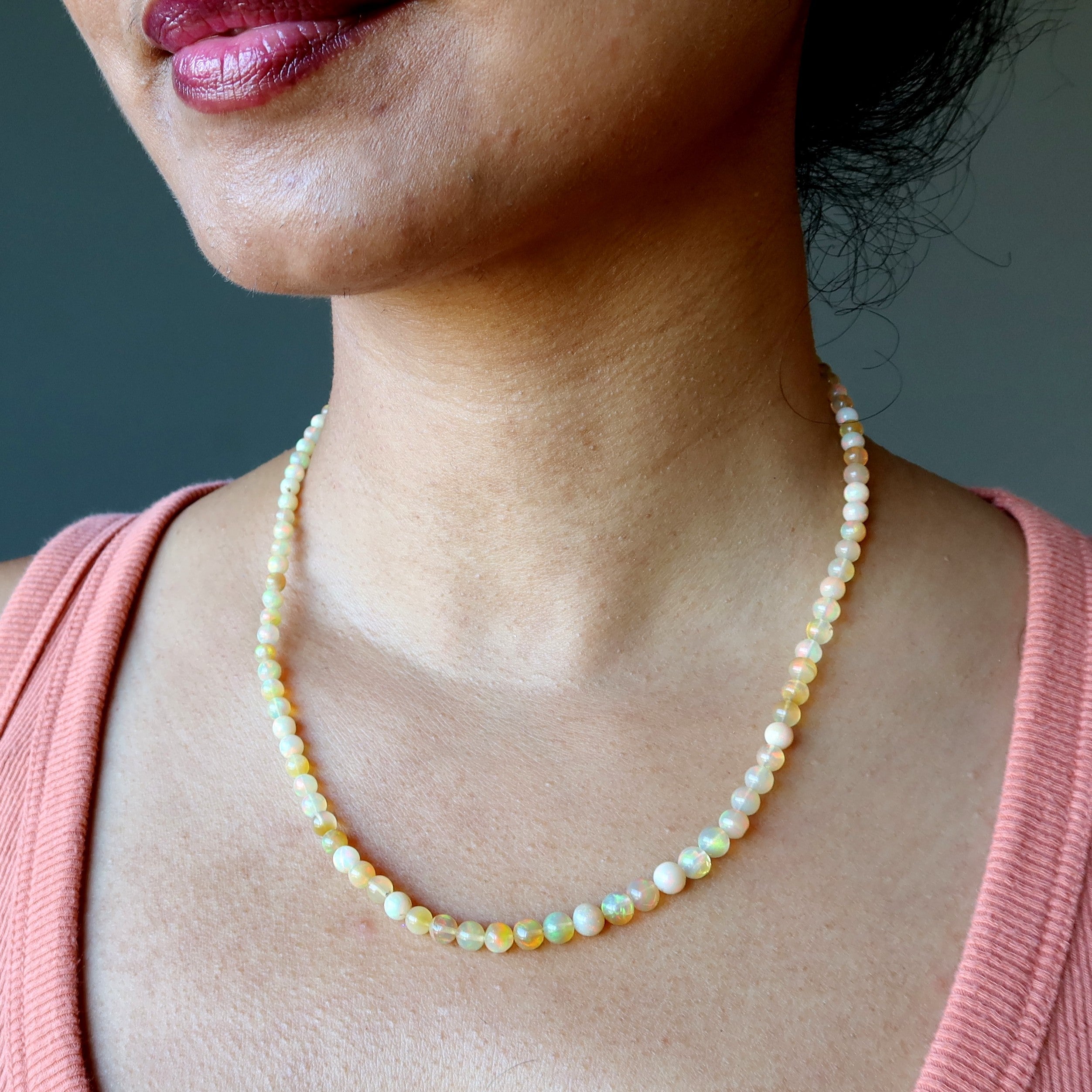 Opal Halskette Mawu Sonne Gelb Äthiopische Feuer Edelsteine