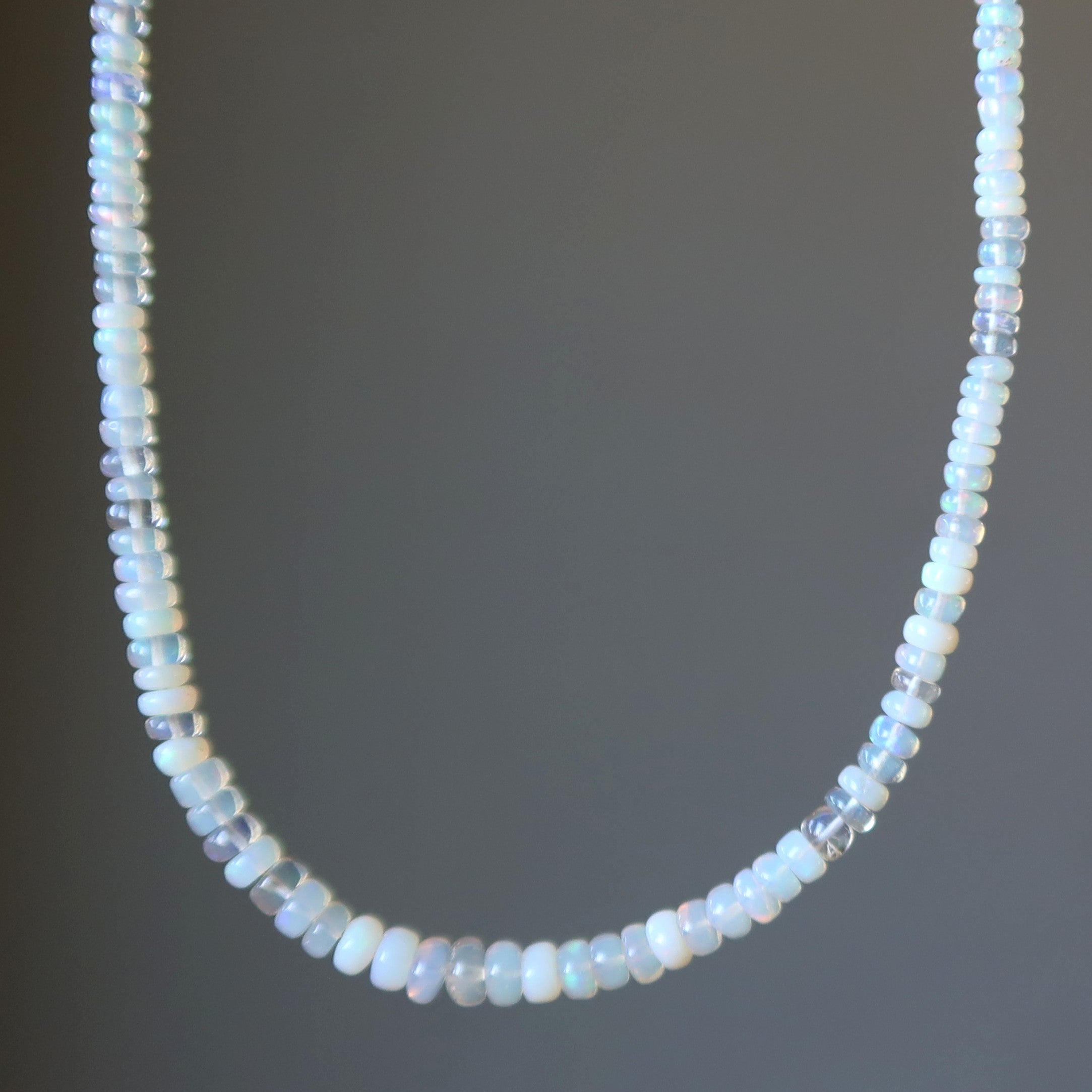Opal Necklace White Rainbow Ethiopian Fire Gem