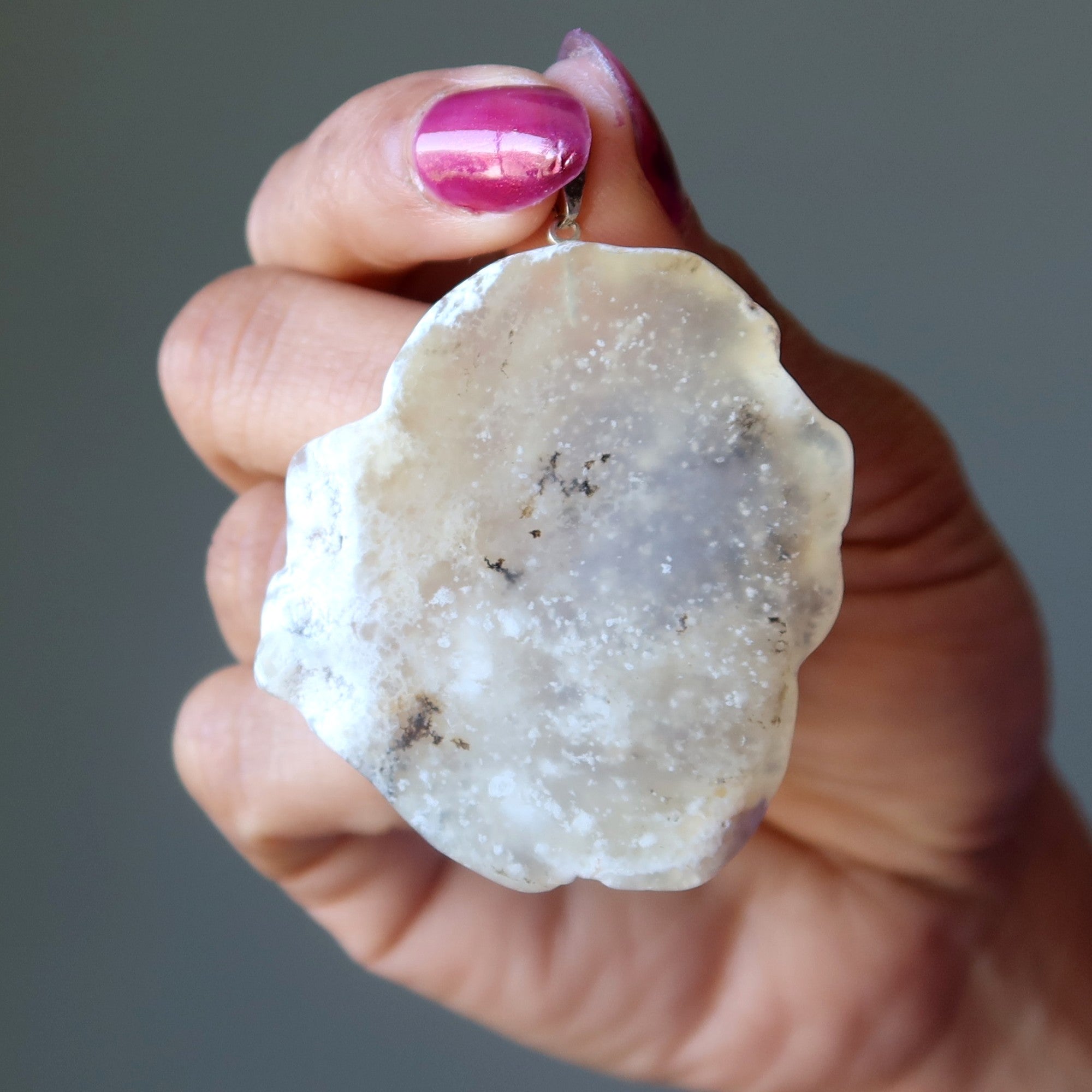 Opal Pendant Dendritic White Angel Stone Silver