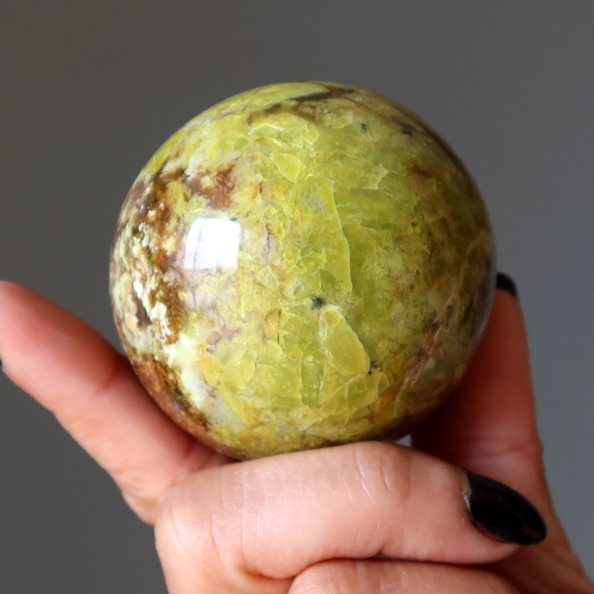 Opal Sphere Pistachio Green Brown Crystal Ball