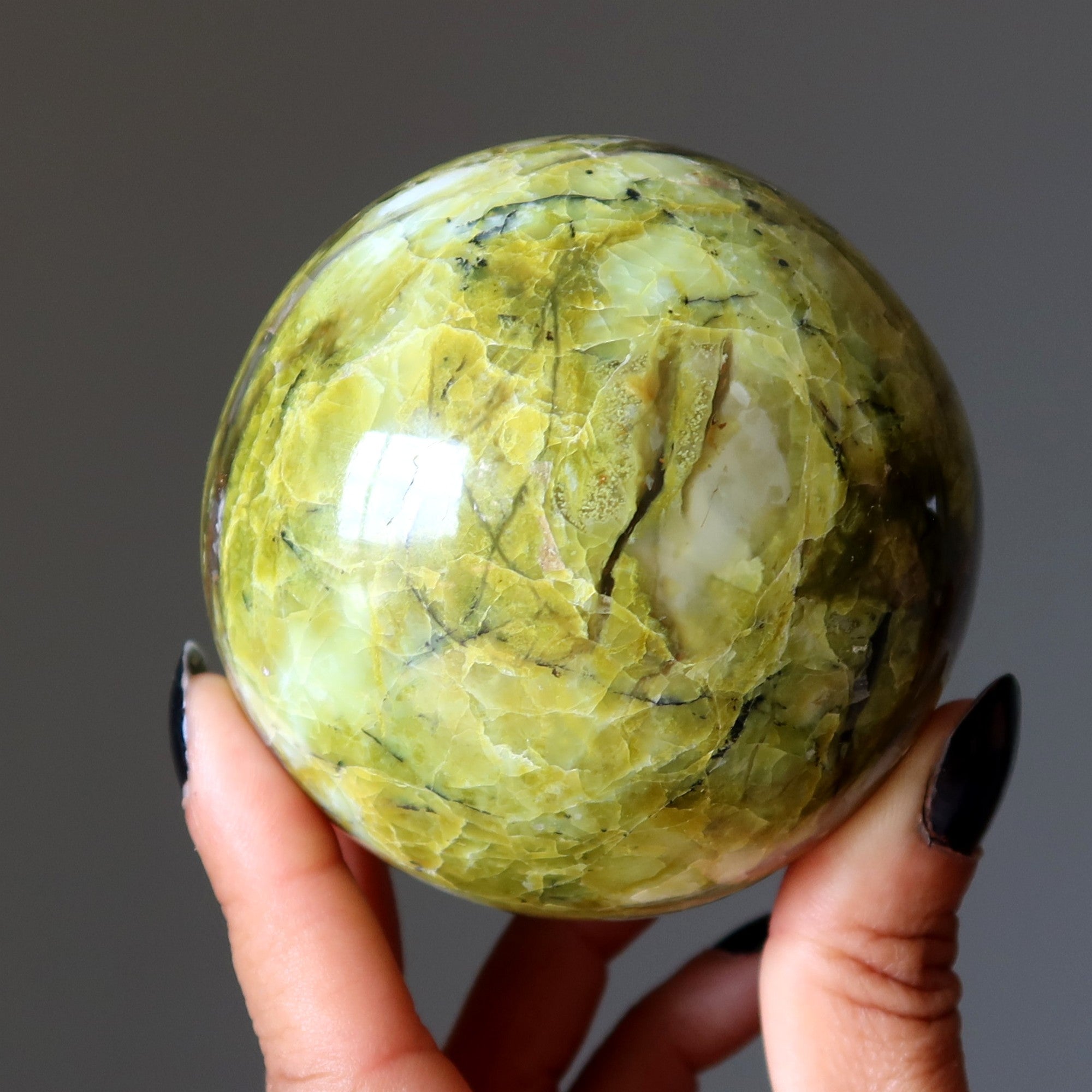 Opal Sphere Pistachio Green Brown Crystal Ball