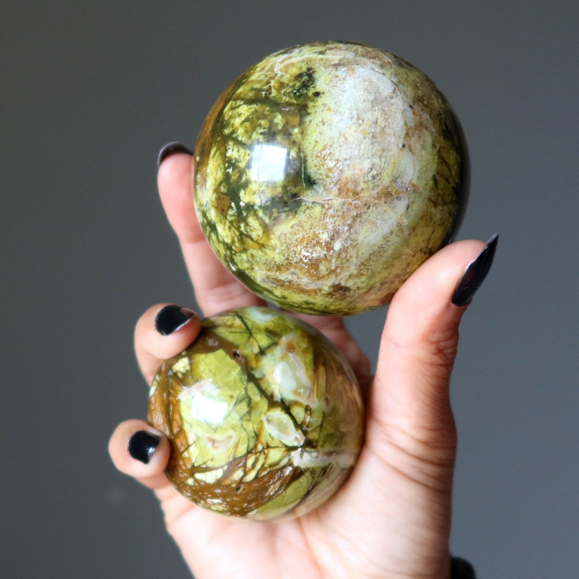 Opal Sphere Pistachio Green Brown Crystal Ball