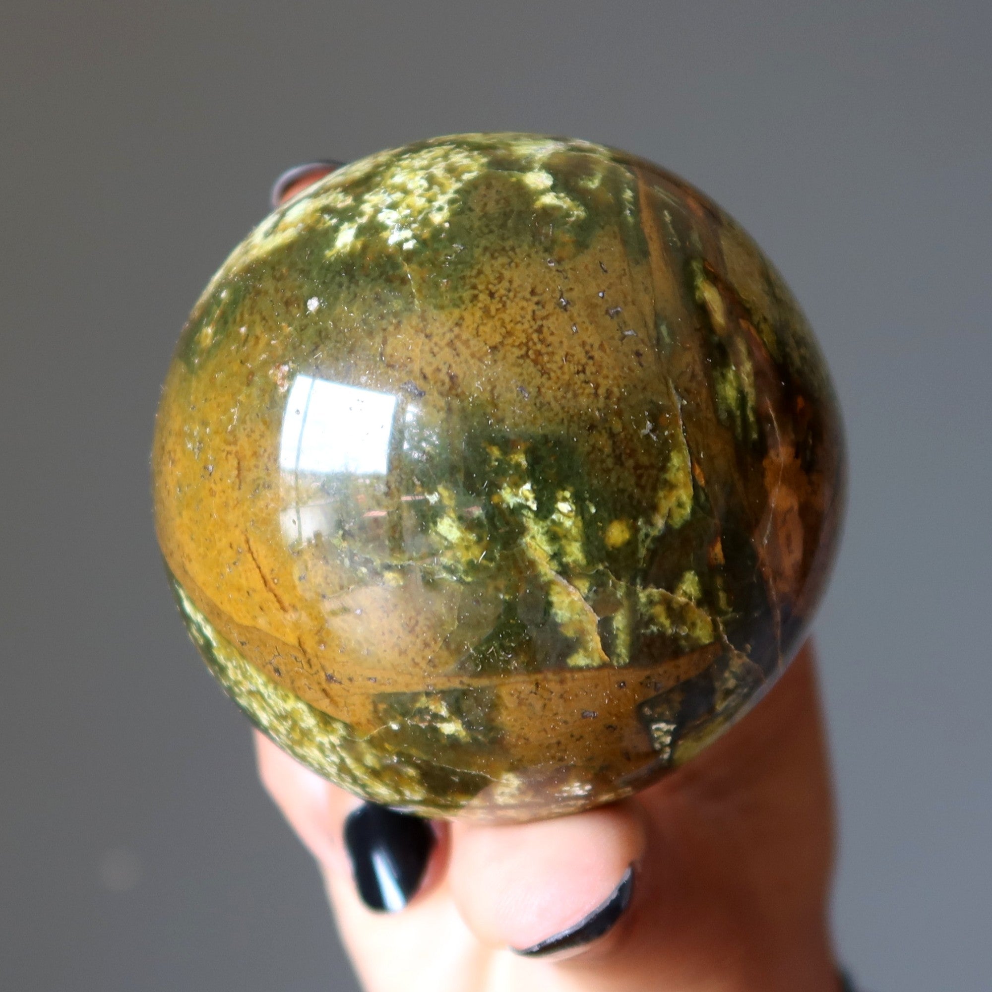Opal Sphere Pistachio Green Brown Crystal Ball