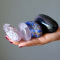 Palm Stone Bundle Big Healers Amethyst Lapis Obsidian Set of 4