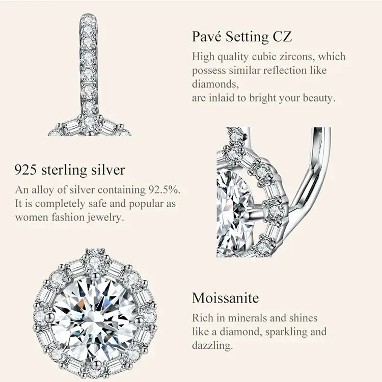 Boucles d'oreilles créoles en moissanite 1 carat pour femme en argent sterling 925 étincelantes, cadeau de fiançailles ou de mariage