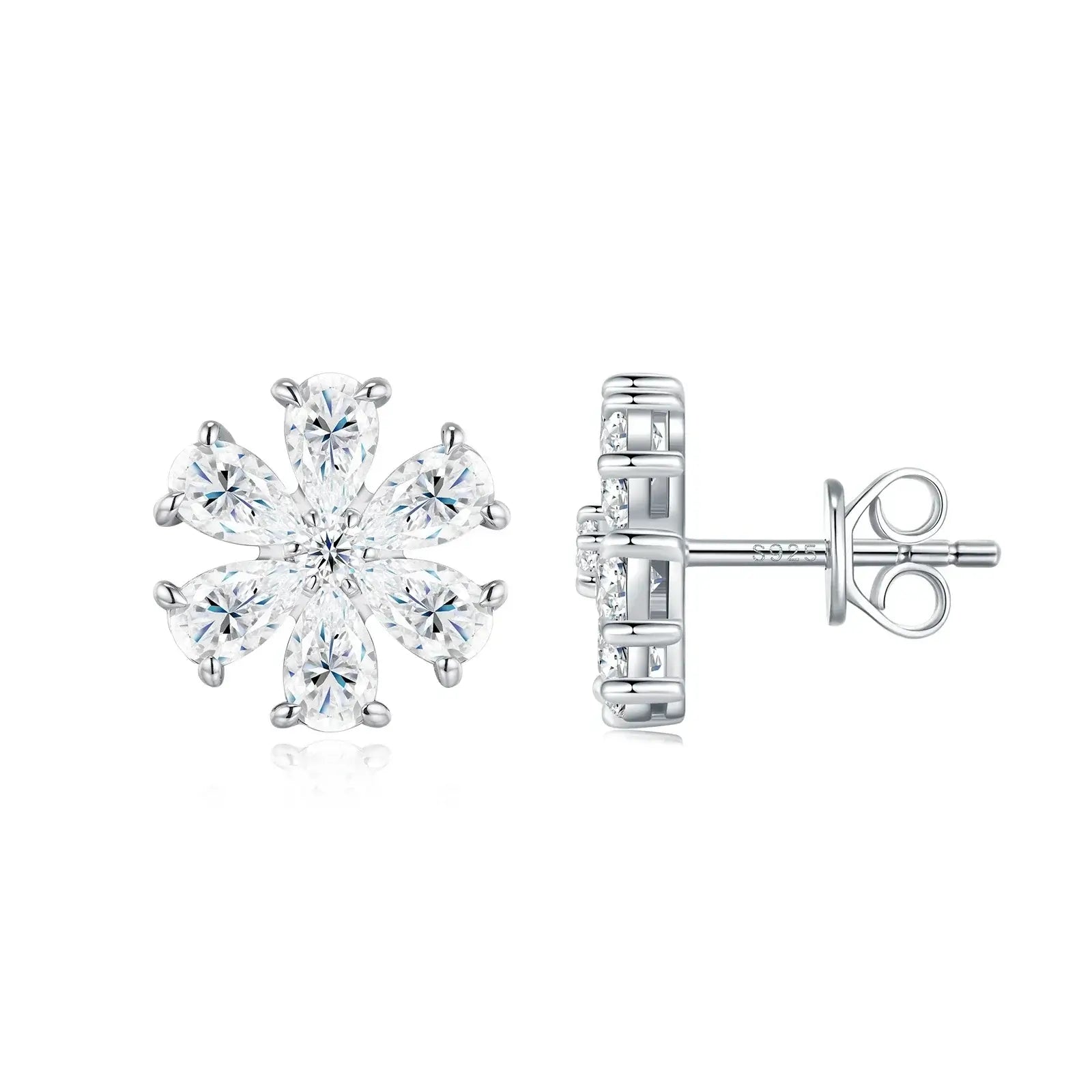 Boucles d'oreilles clous grappe poire en moissanite 3x5mm argent S925 plaqué or 18K