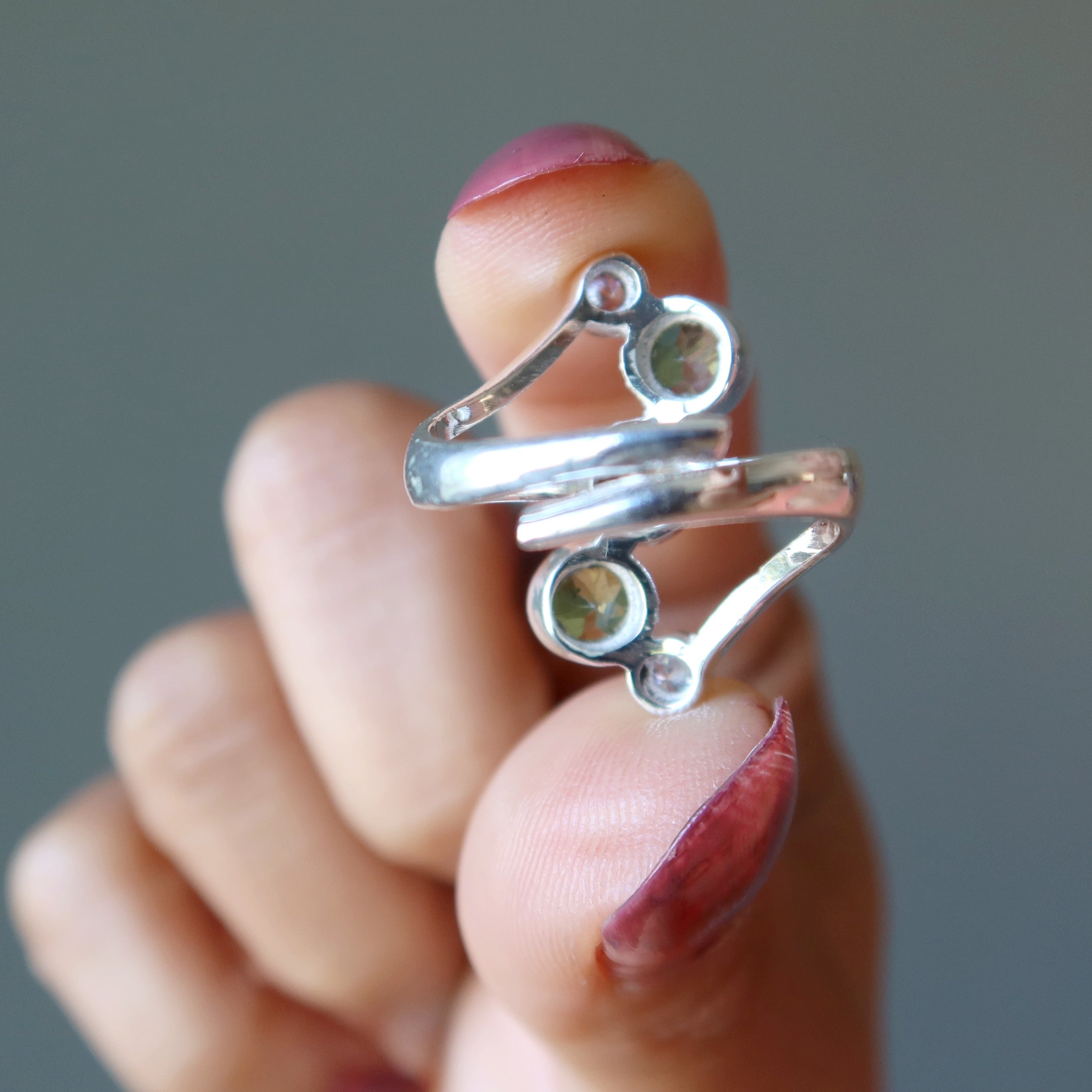 Peridot Ring Baum des Lächelns Sterlingsilber Verstellbar