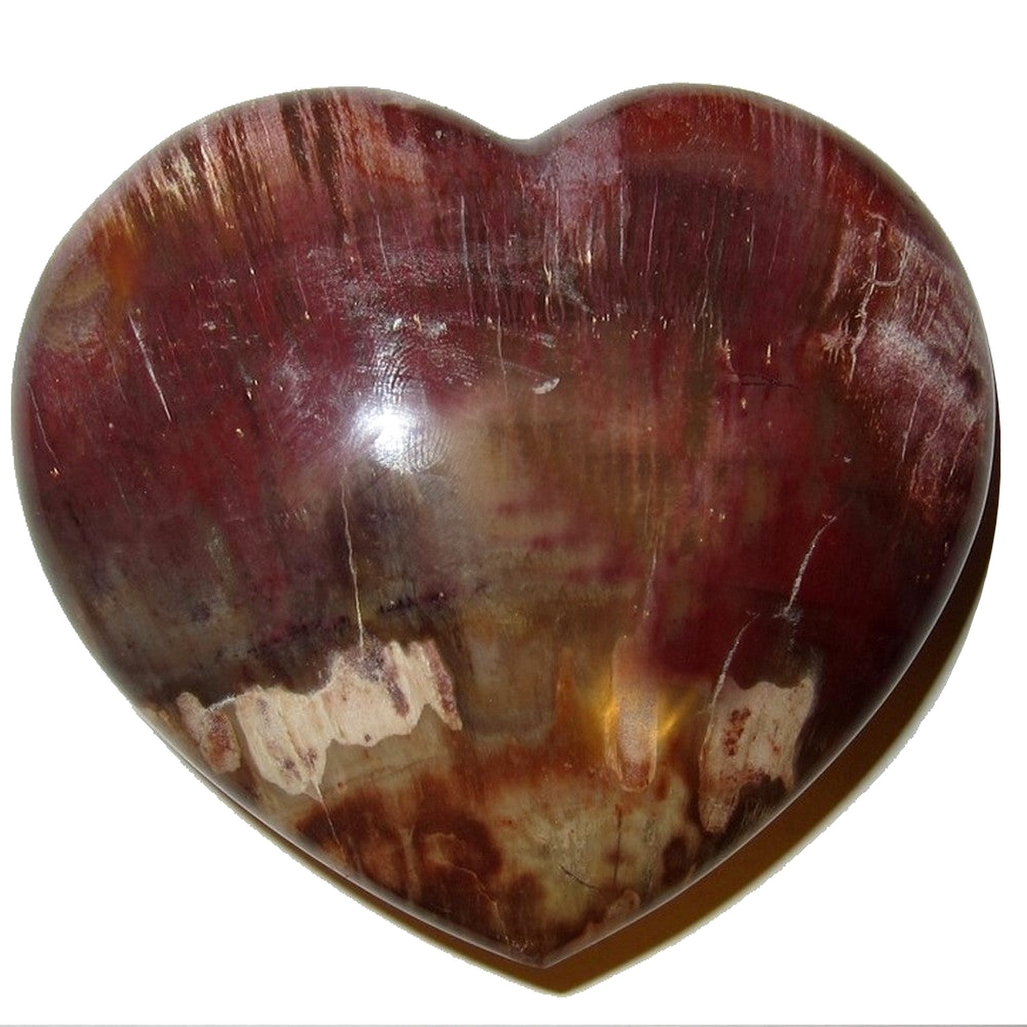 Cœur de bois pétrifié, pierre d'amour rouge, guérir, devenir authentique
