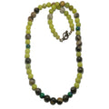 Collier Bois pétrifié Soleil Terre Serpentine Malachite Azurite