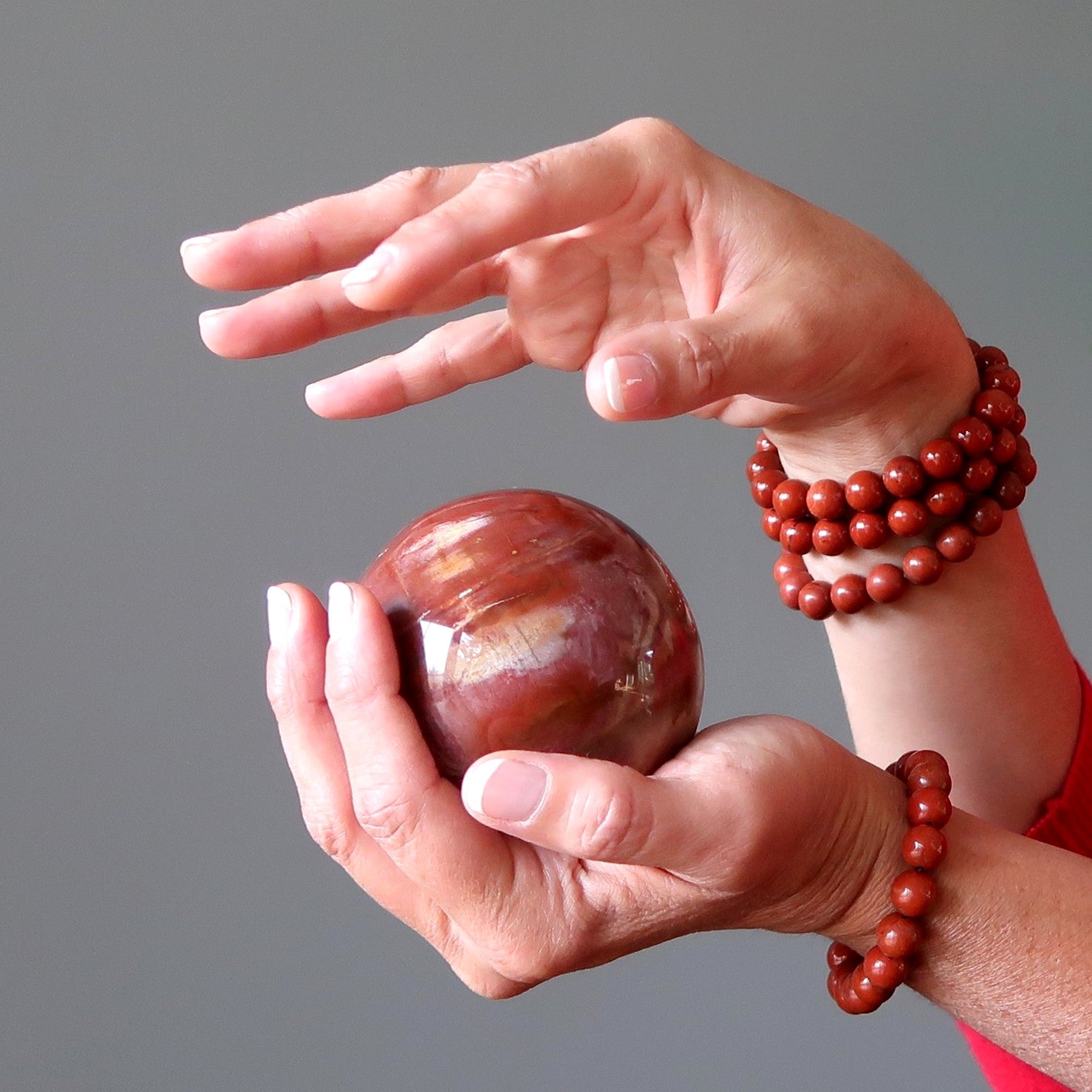 Petrified Wood Sphere Swirl of Color Earth Fossil Crystal Ball