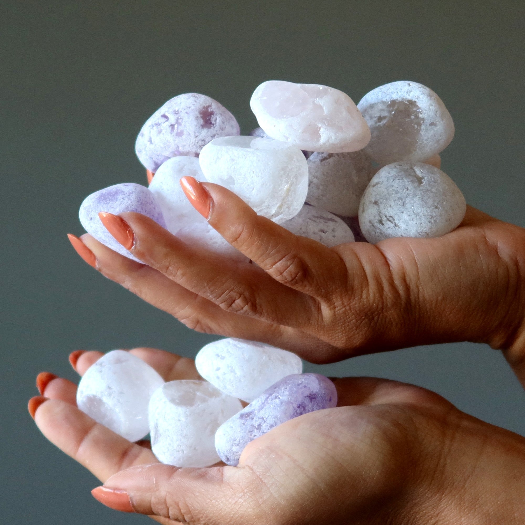 Palm Stone Bundle Amethyst Quartz Rose Smoky Set of 20