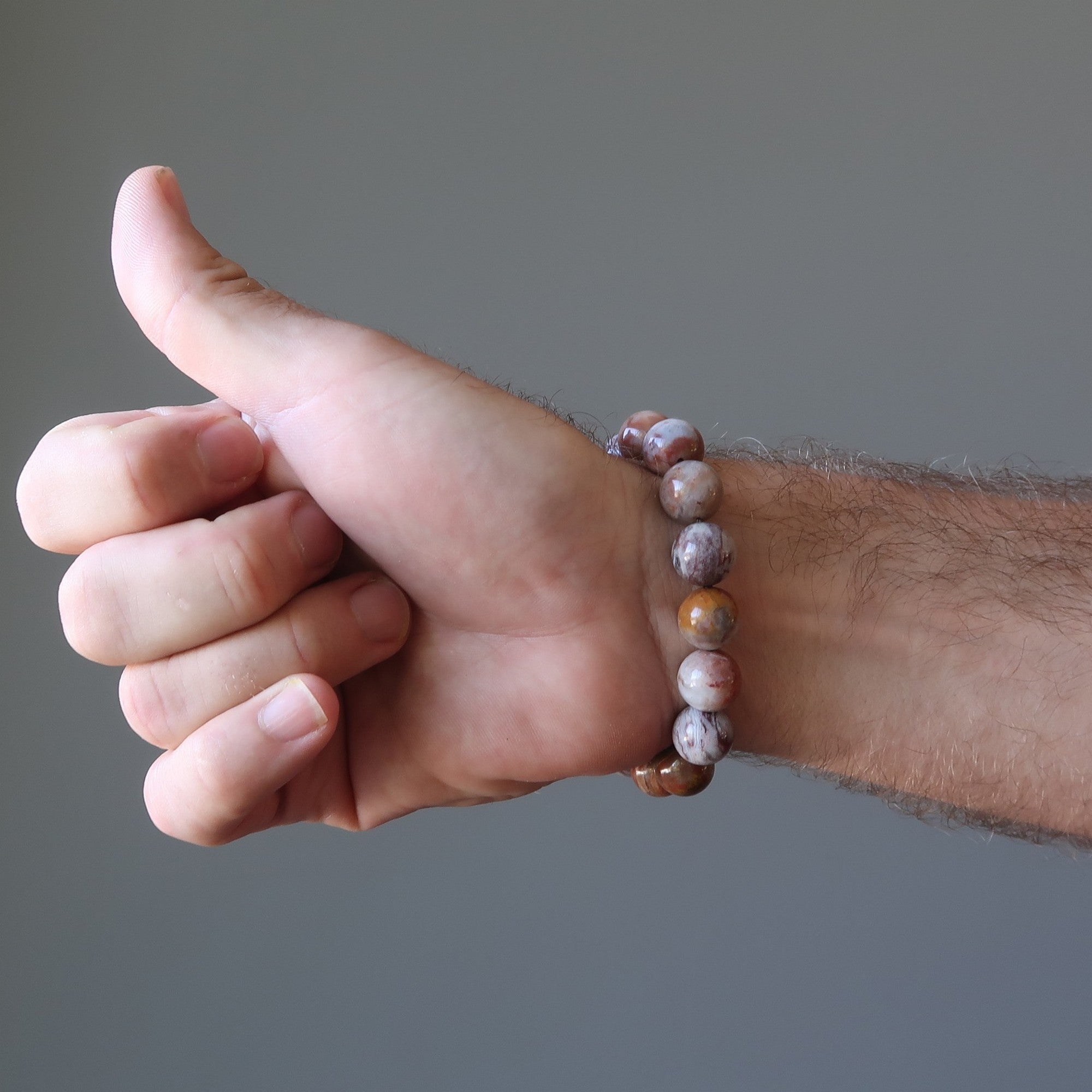 Bracelet en piétersite, pierre de tempête calme en cristal rouge
