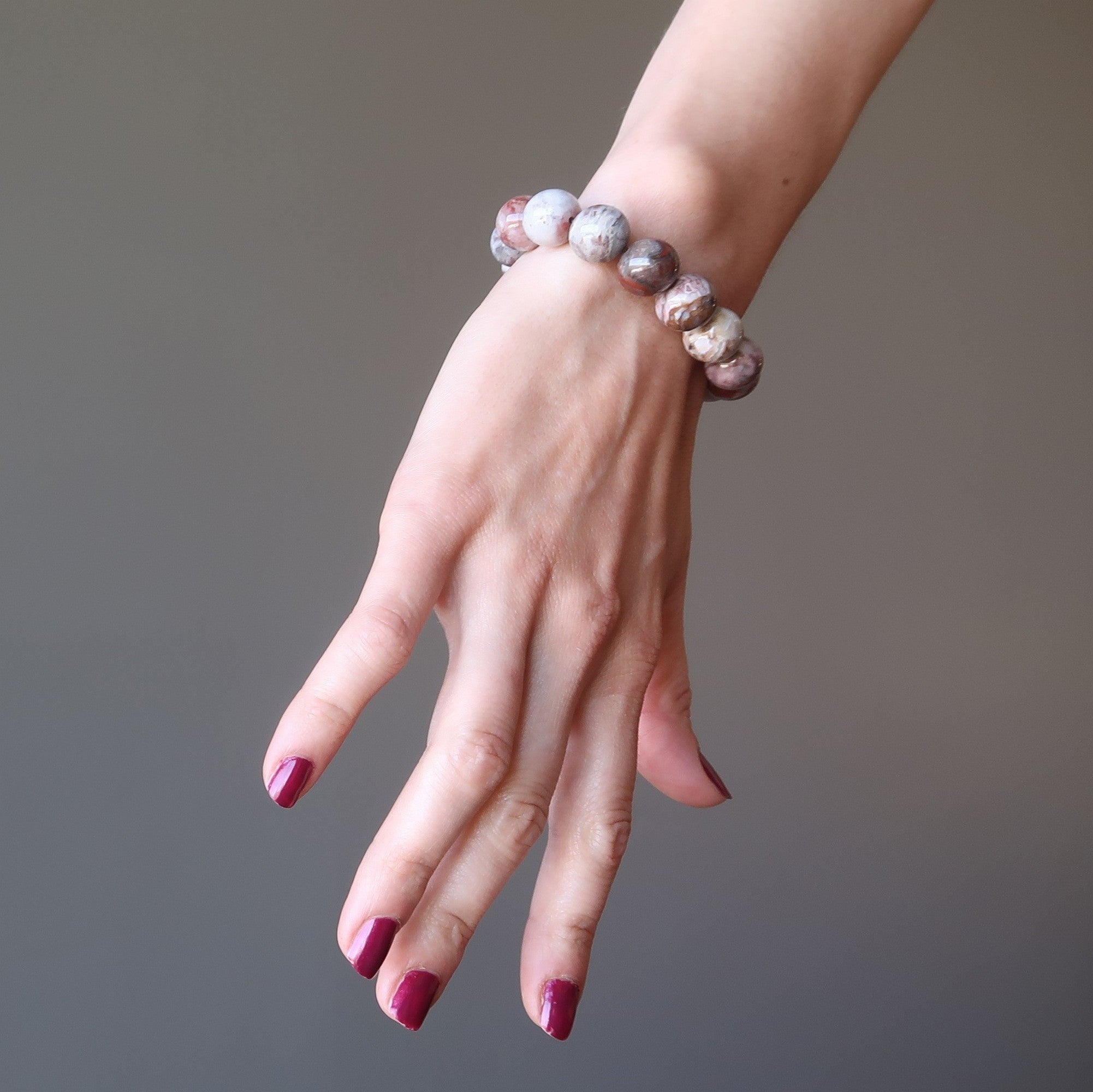 Bracelet en piétersite, pierre de tempête calme en cristal rouge