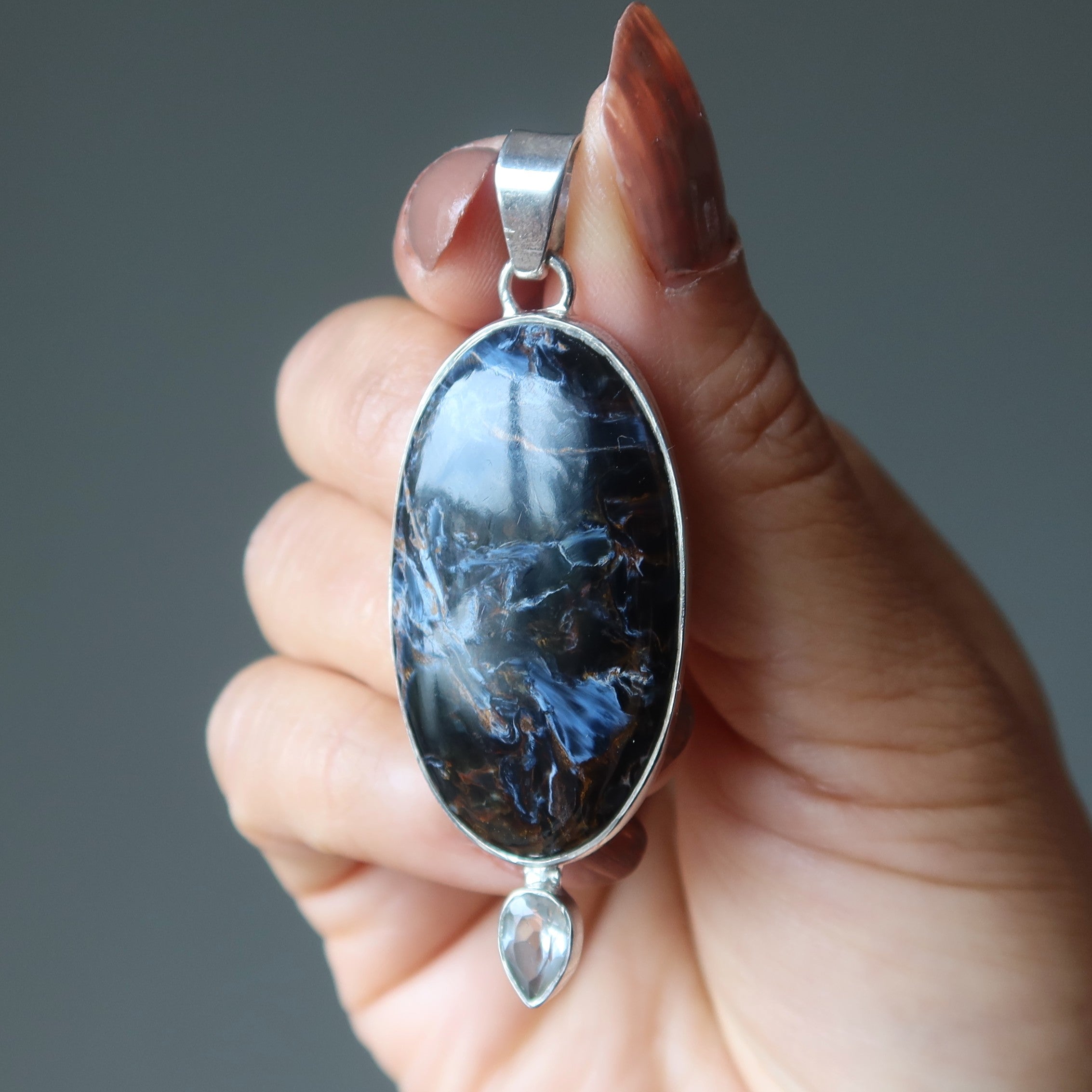 Pietersit-Anhänger Mystical Gazer Edelstein Sterlingsilber