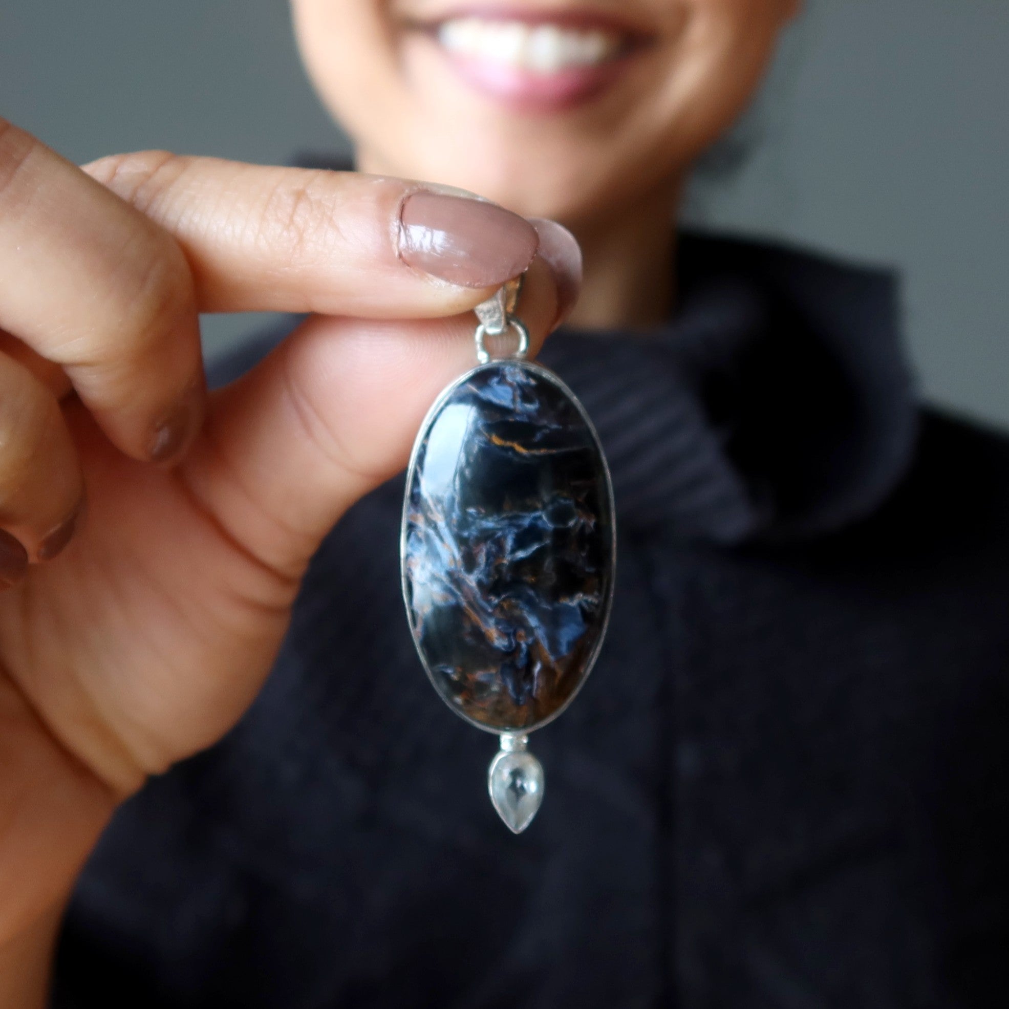 Pietersit-Anhänger Mystical Gazer Edelstein Sterlingsilber