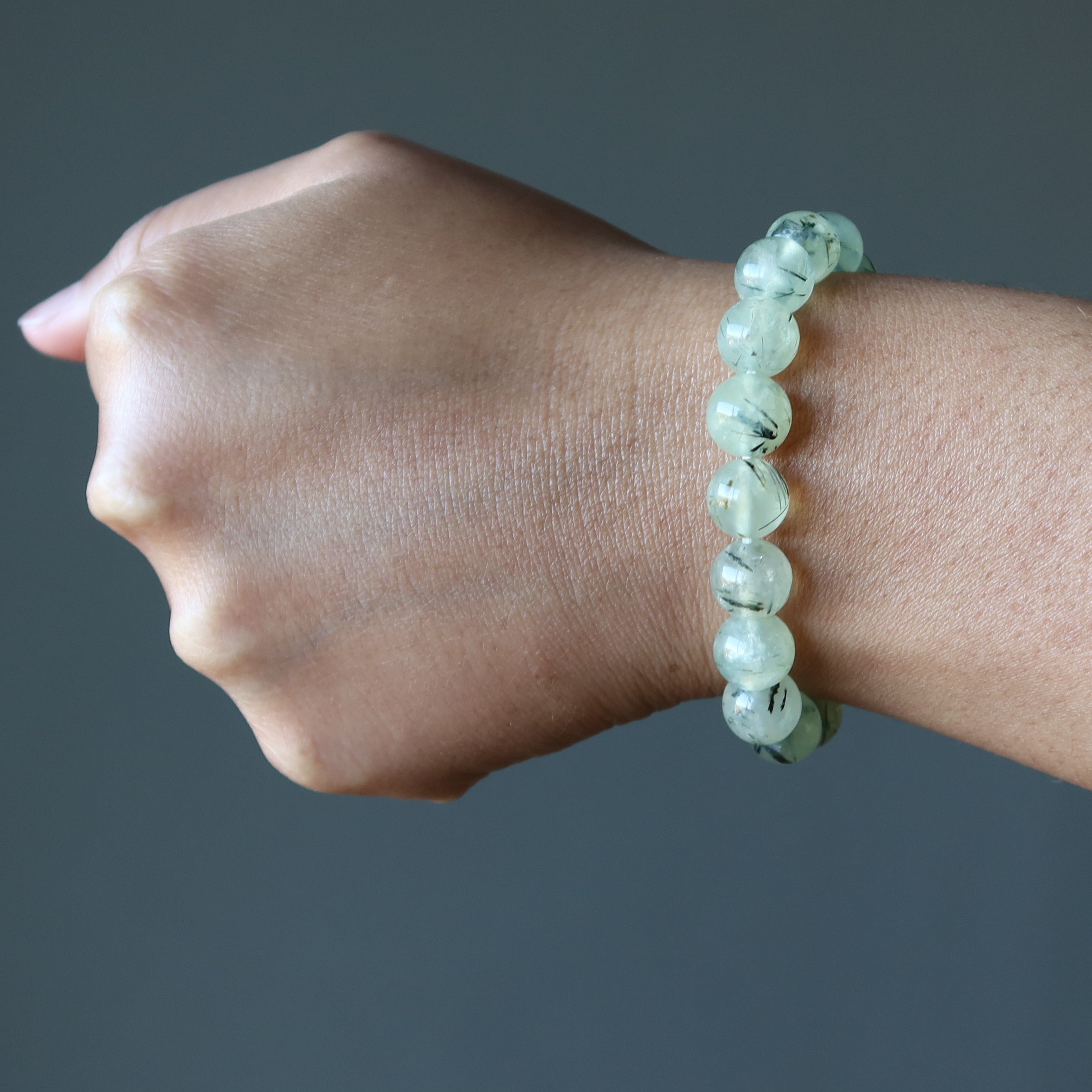 Prehnit Armband Frühlingsgrüner Stein Ewiges Lächeln