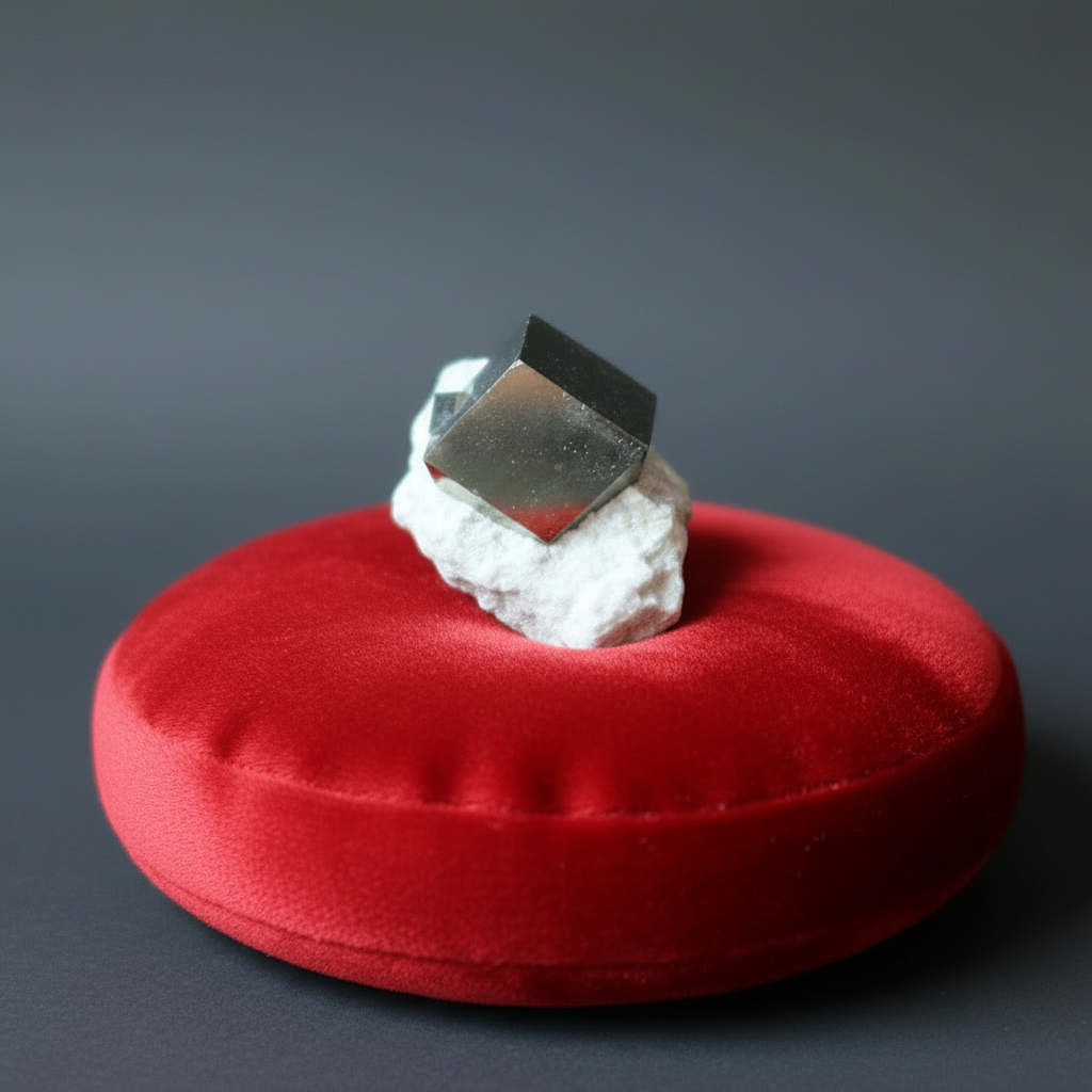 Cube de Cristal Brut de Pyrite Prospérité Collection Pierre Dorée