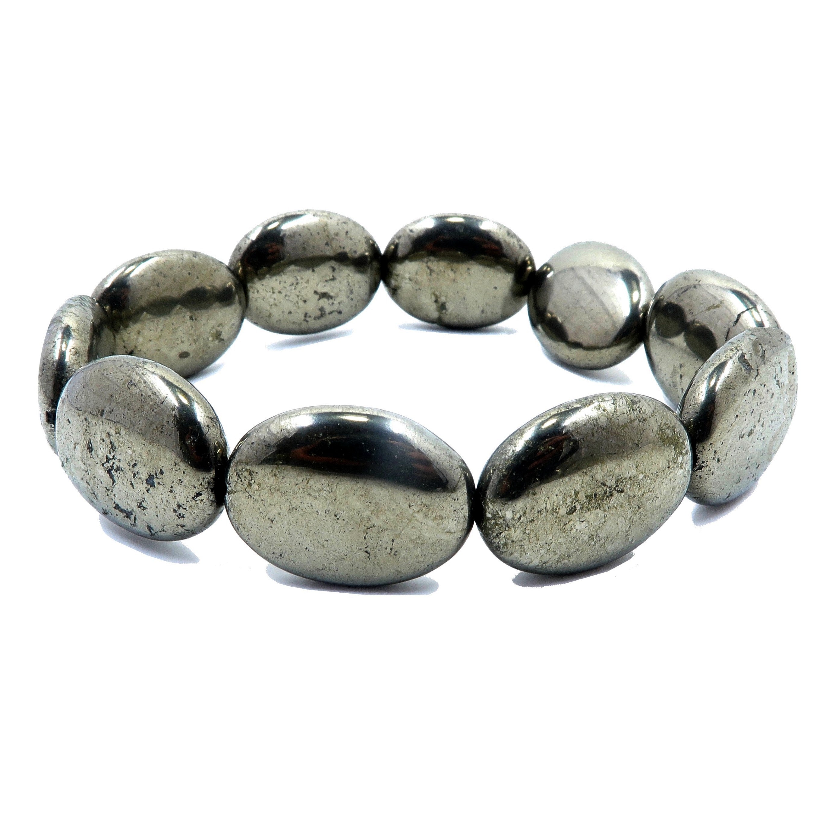 Bracelet de pyrite avec perles ovales en or lauréat