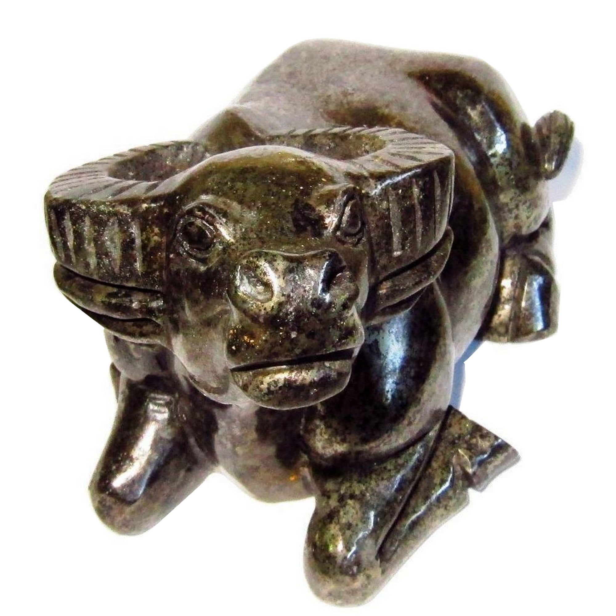 Statue animale de taureau en pyrite, or brillant, richesse, prospérité, XL 16,5 cm