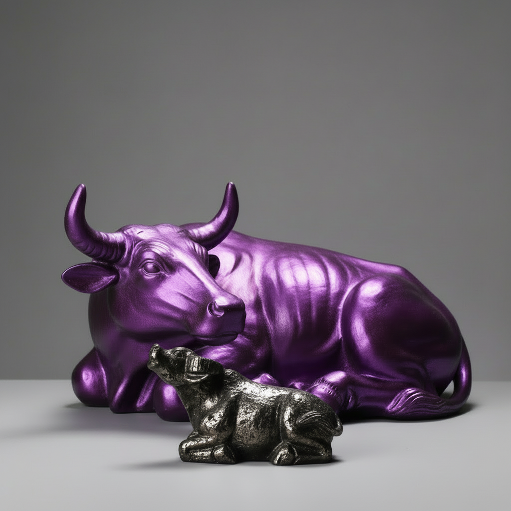 Statue animale de taureau en pyrite, or brillant, richesse, prospérité, XL 16,5 cm