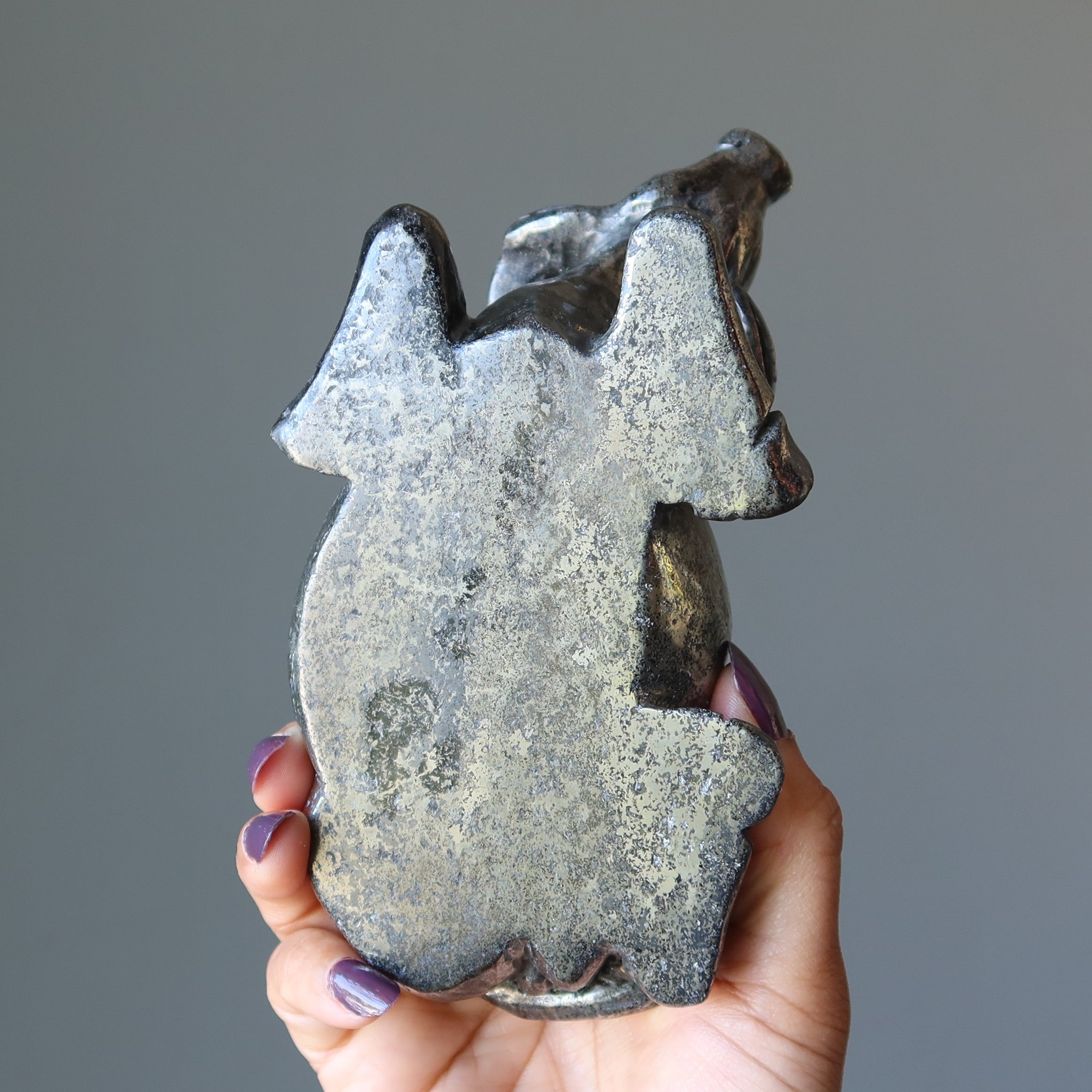 Statue animale de taureau en pyrite, or brillant, richesse, prospérité, XL 16,5 cm