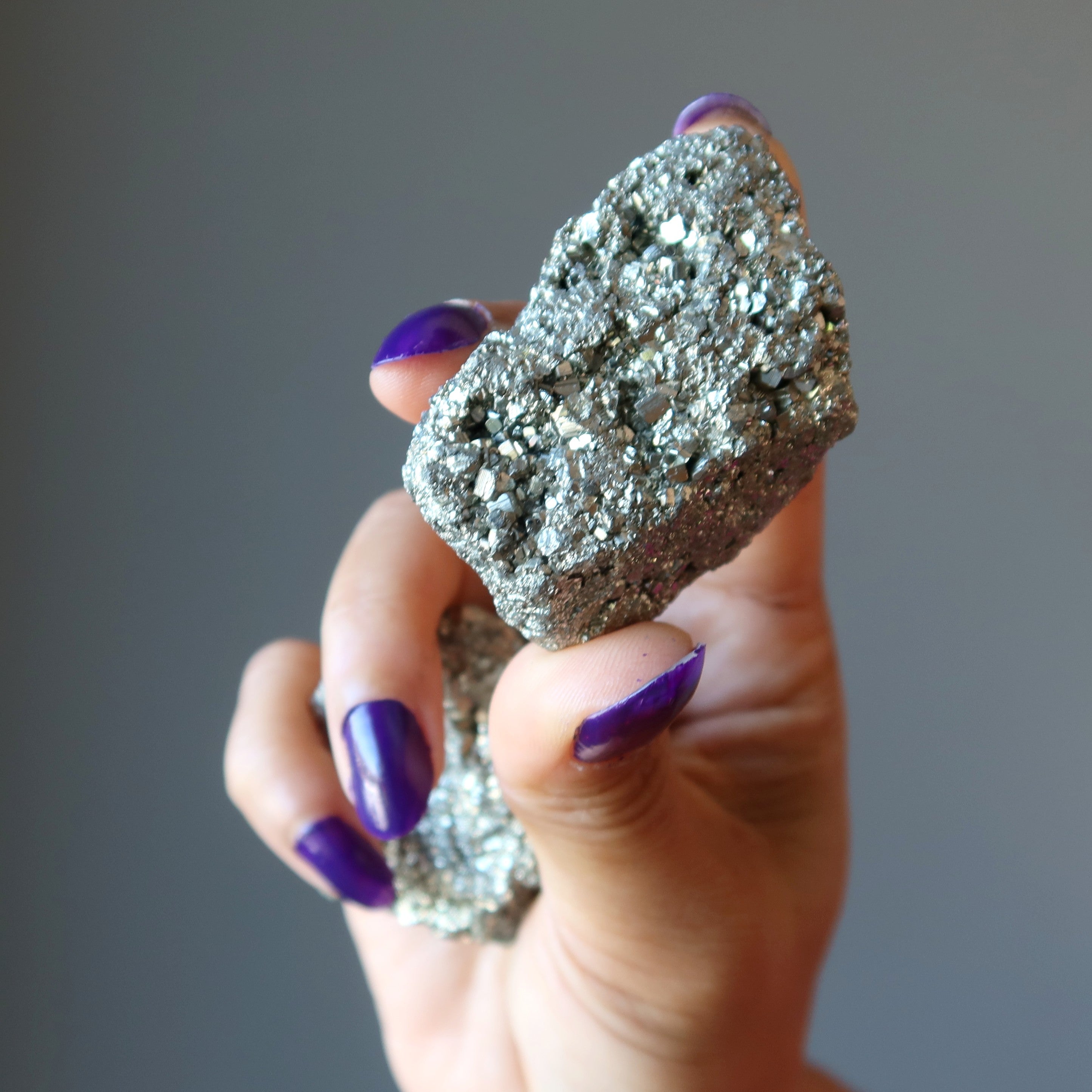 Paire de cristaux de méditation Pyrite amas prospérité étincelante