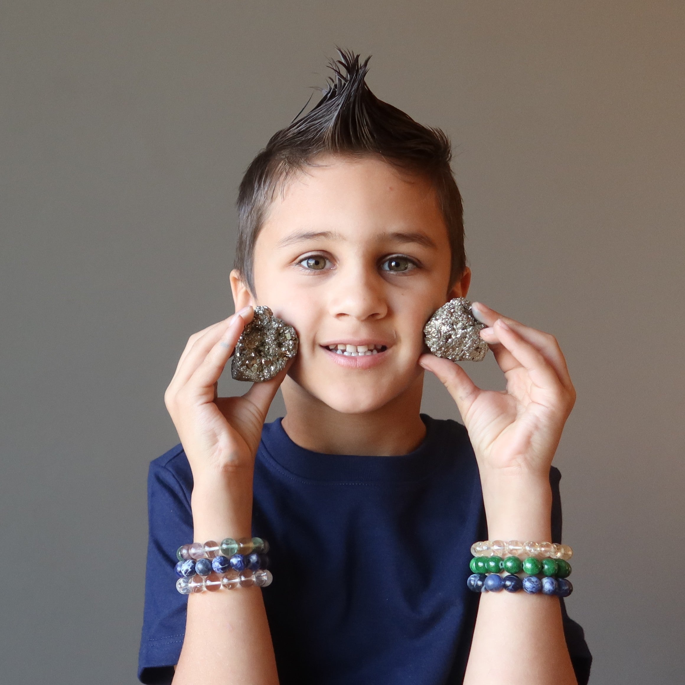 Paire de cristaux de méditation Pyrite amas prospérité étincelante