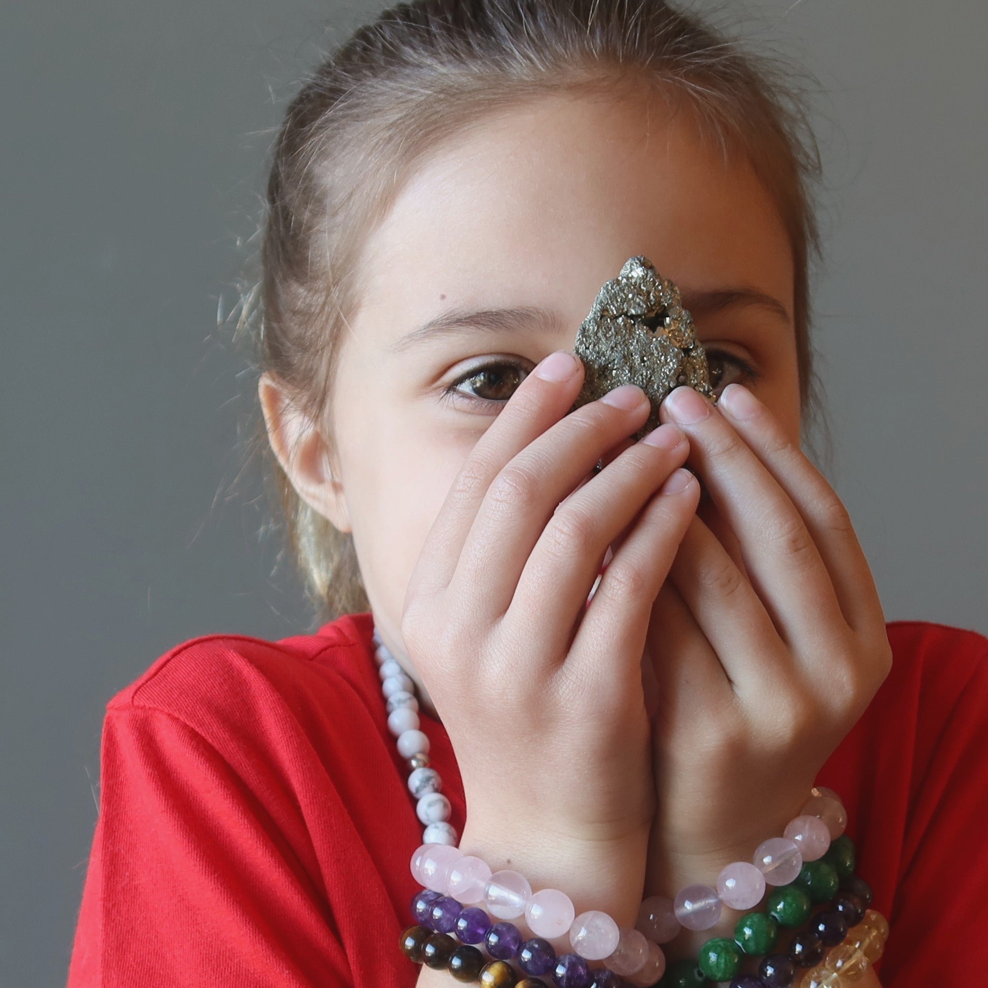 Paire de cristaux de méditation Pyrite amas prospérité étincelante