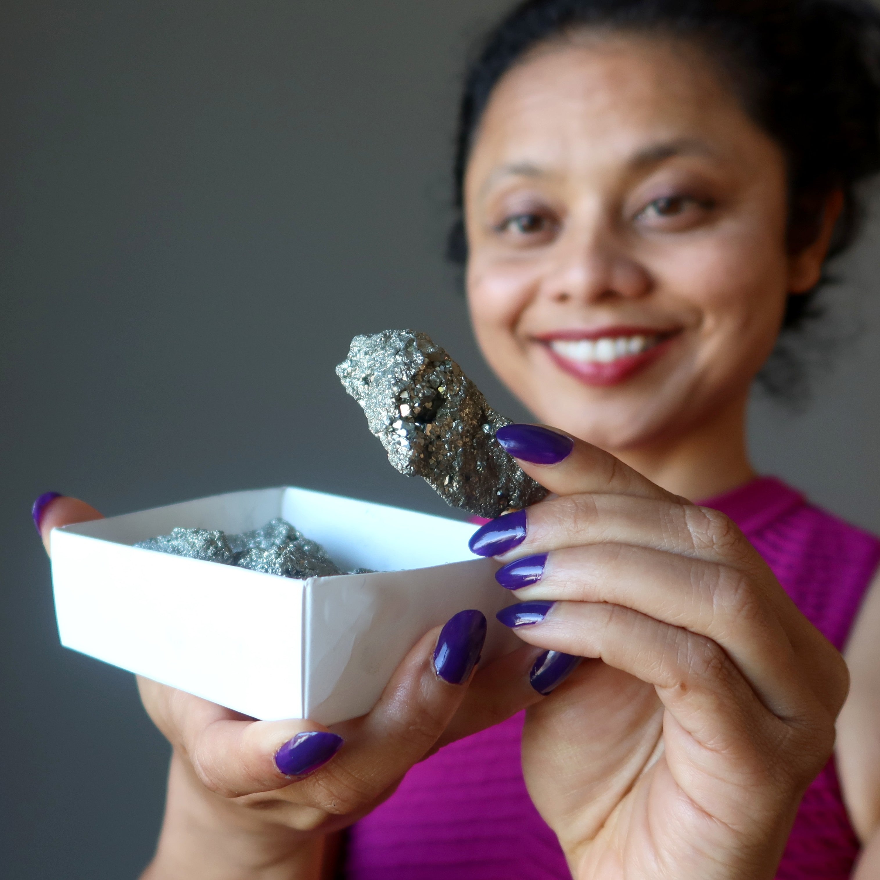 Paire de cristaux de méditation Pyrite amas prospérité étincelante