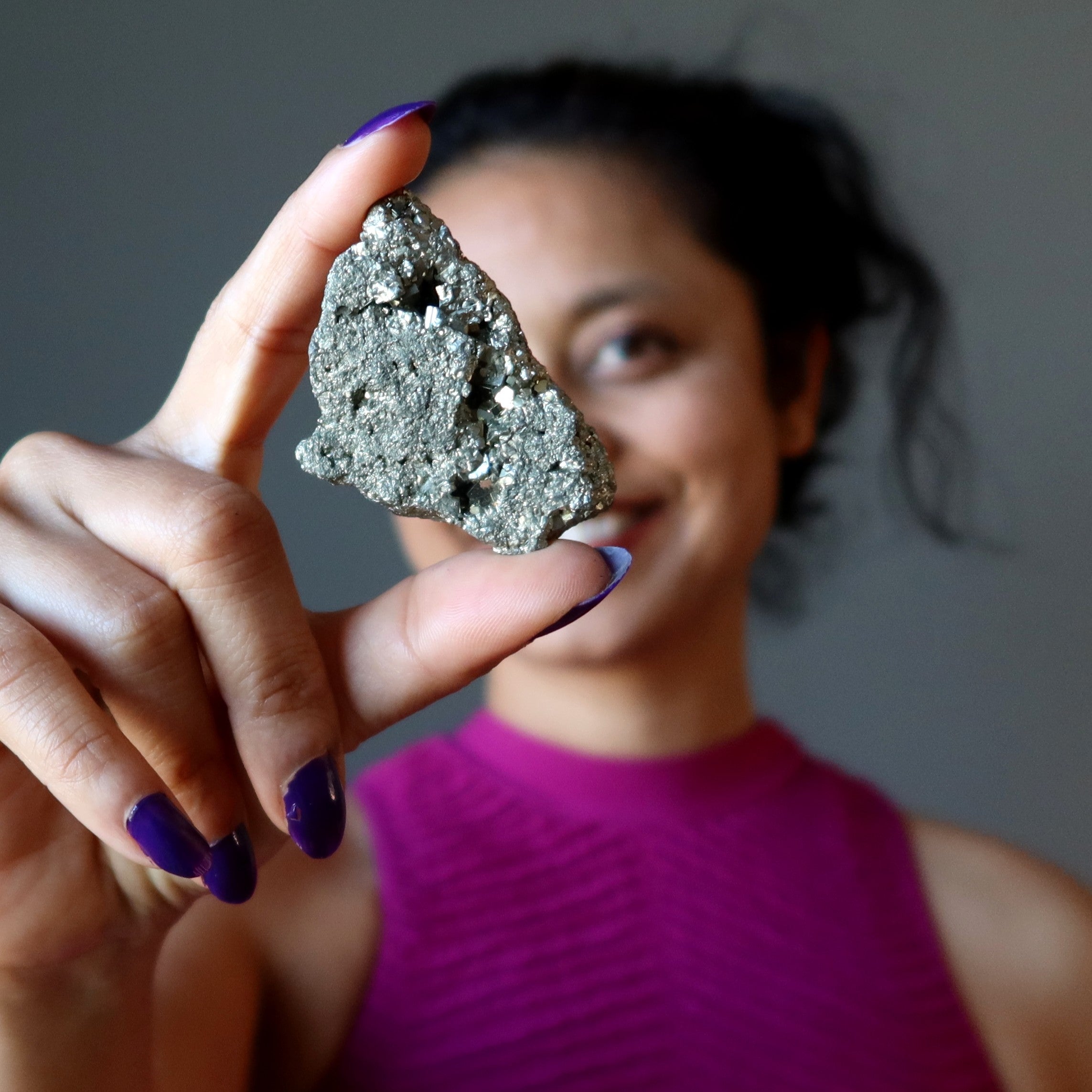 Paire de cristaux de méditation Pyrite amas prospérité étincelante
