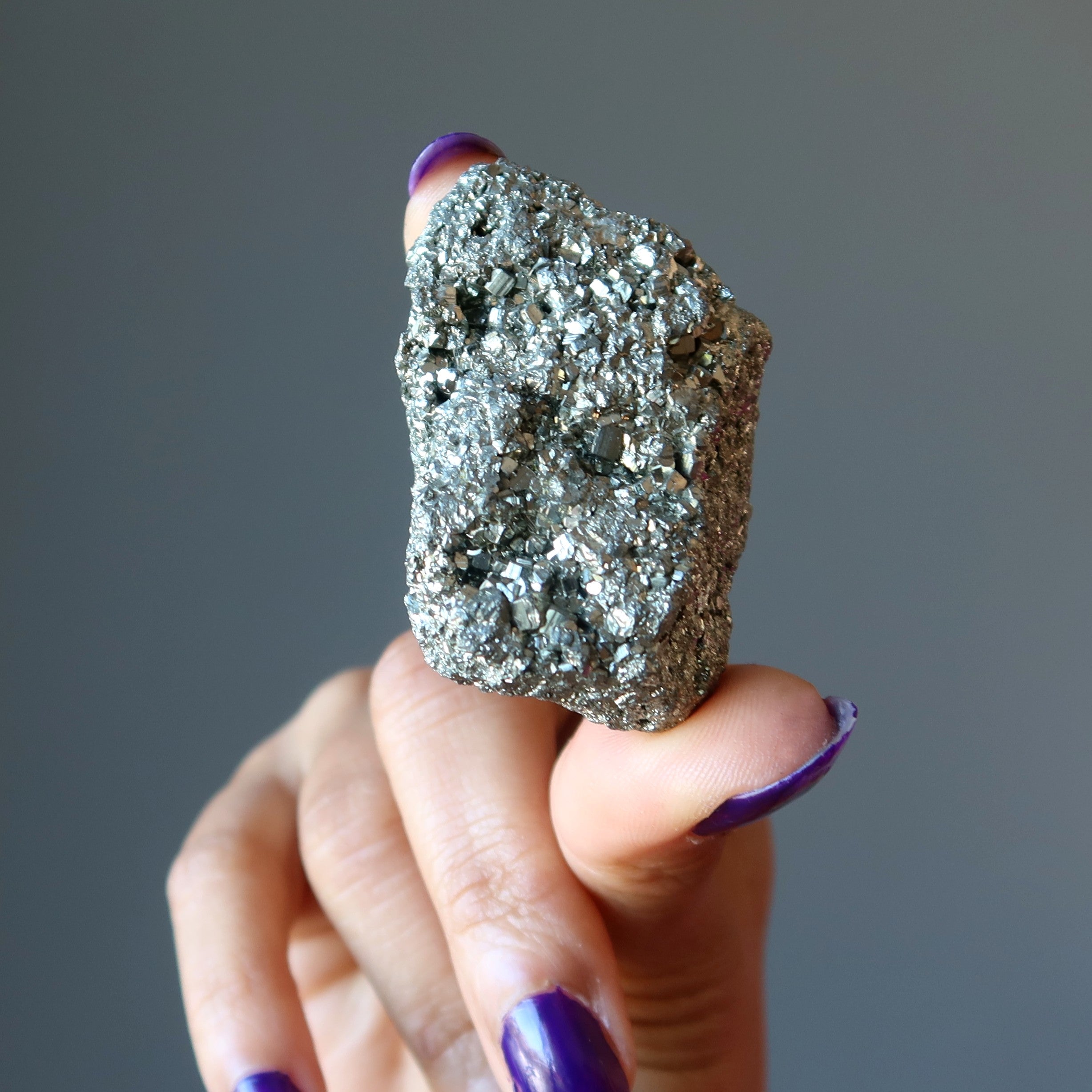 Paire de cristaux de méditation Pyrite amas prospérité étincelante