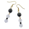 Pyrite Earrings Radiant White Selenite Spotlight Faceted