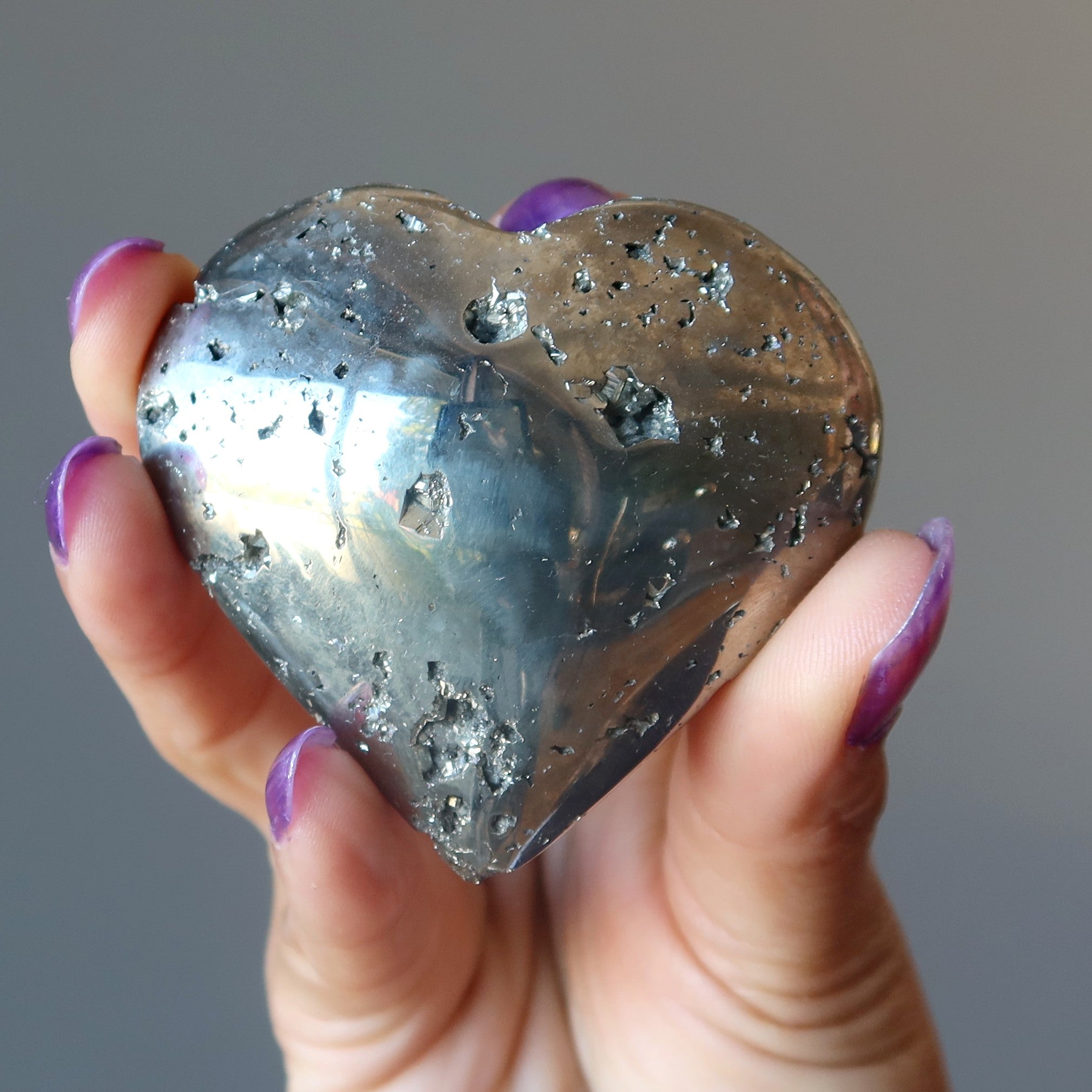 Pyrite Heart Glistening Love Strength Stone