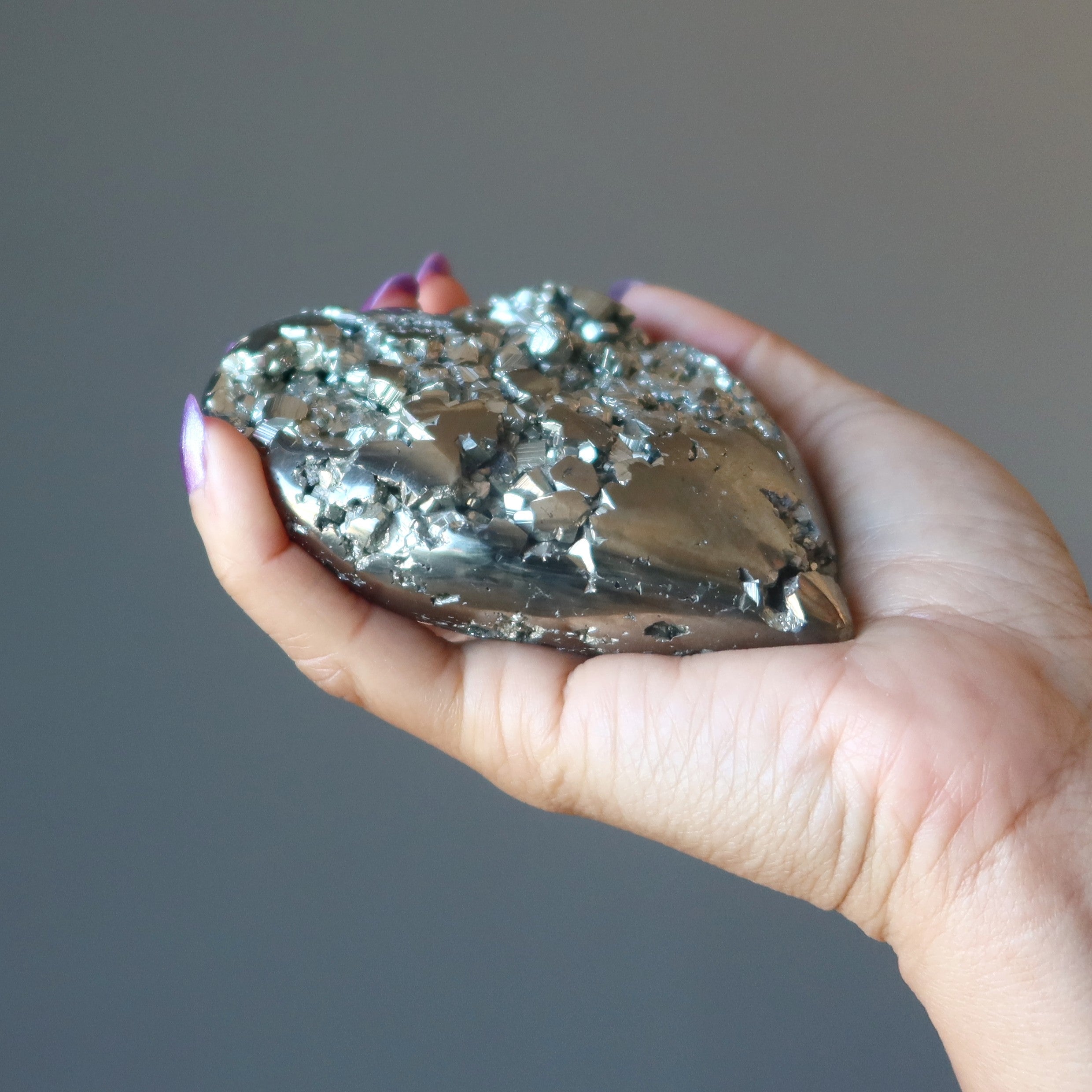 Pyrite Heart Glistening Love Strength Stone