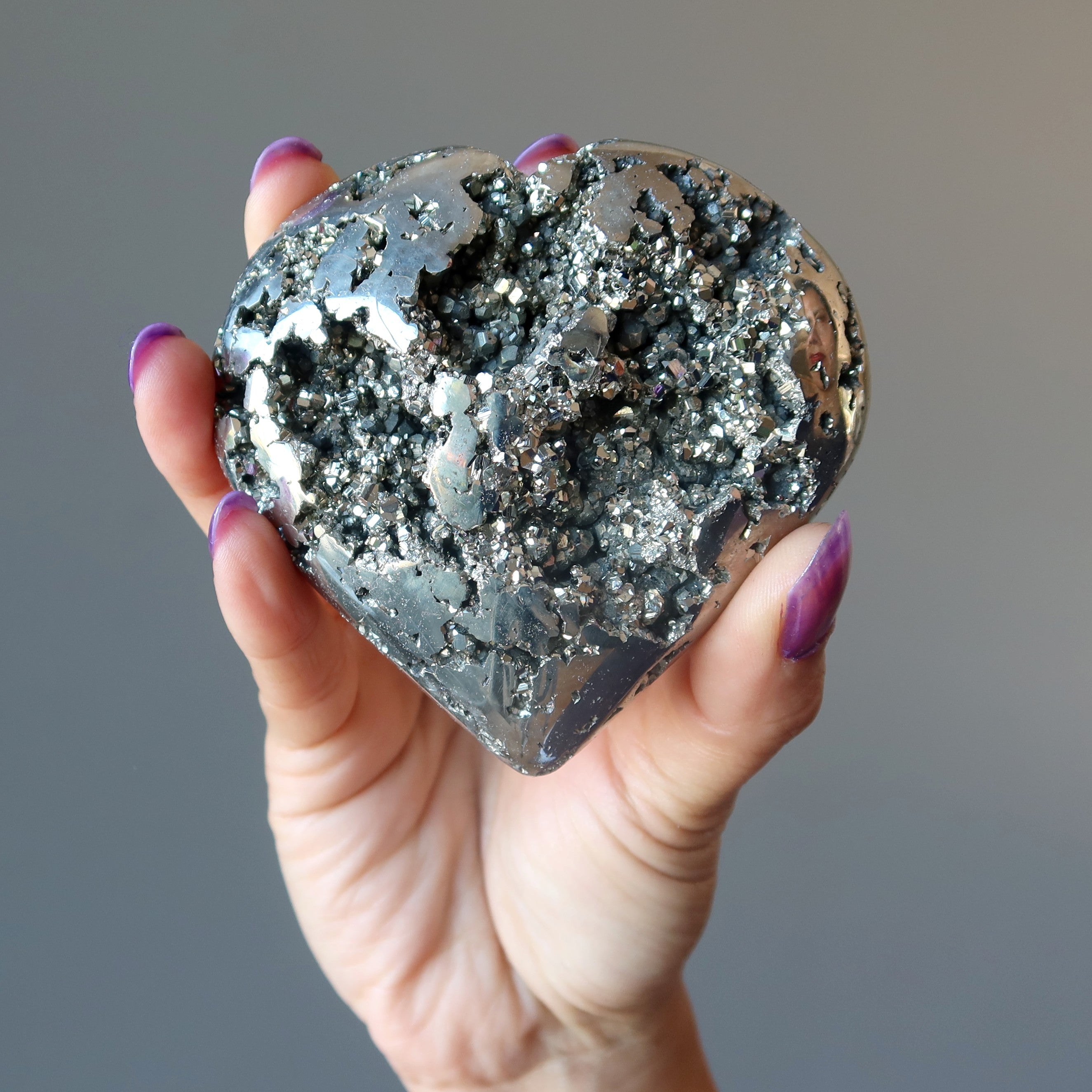 Pyrite Heart Glistening Love Strength Stone