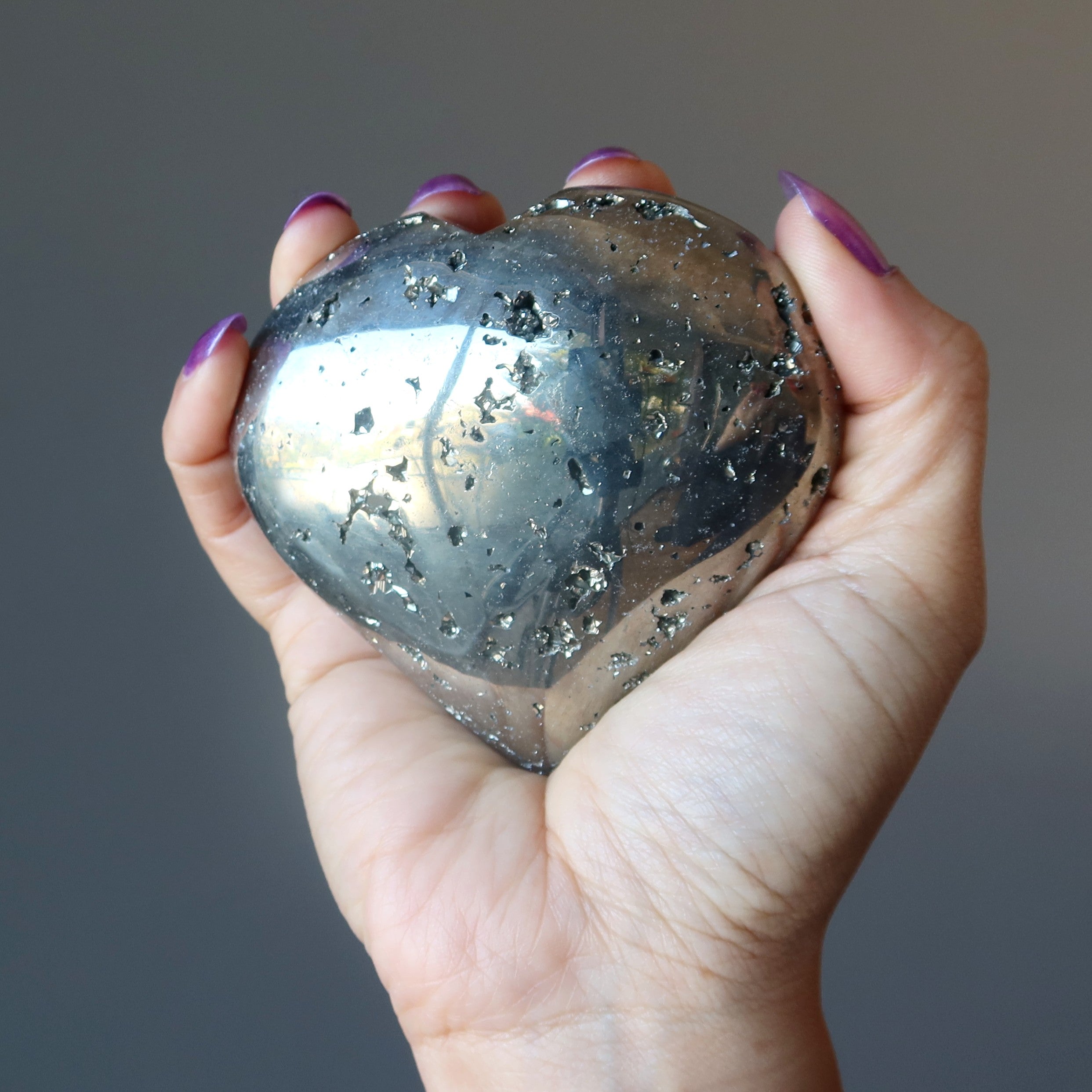 Pyrite Heart Glistening Love Strength Stone